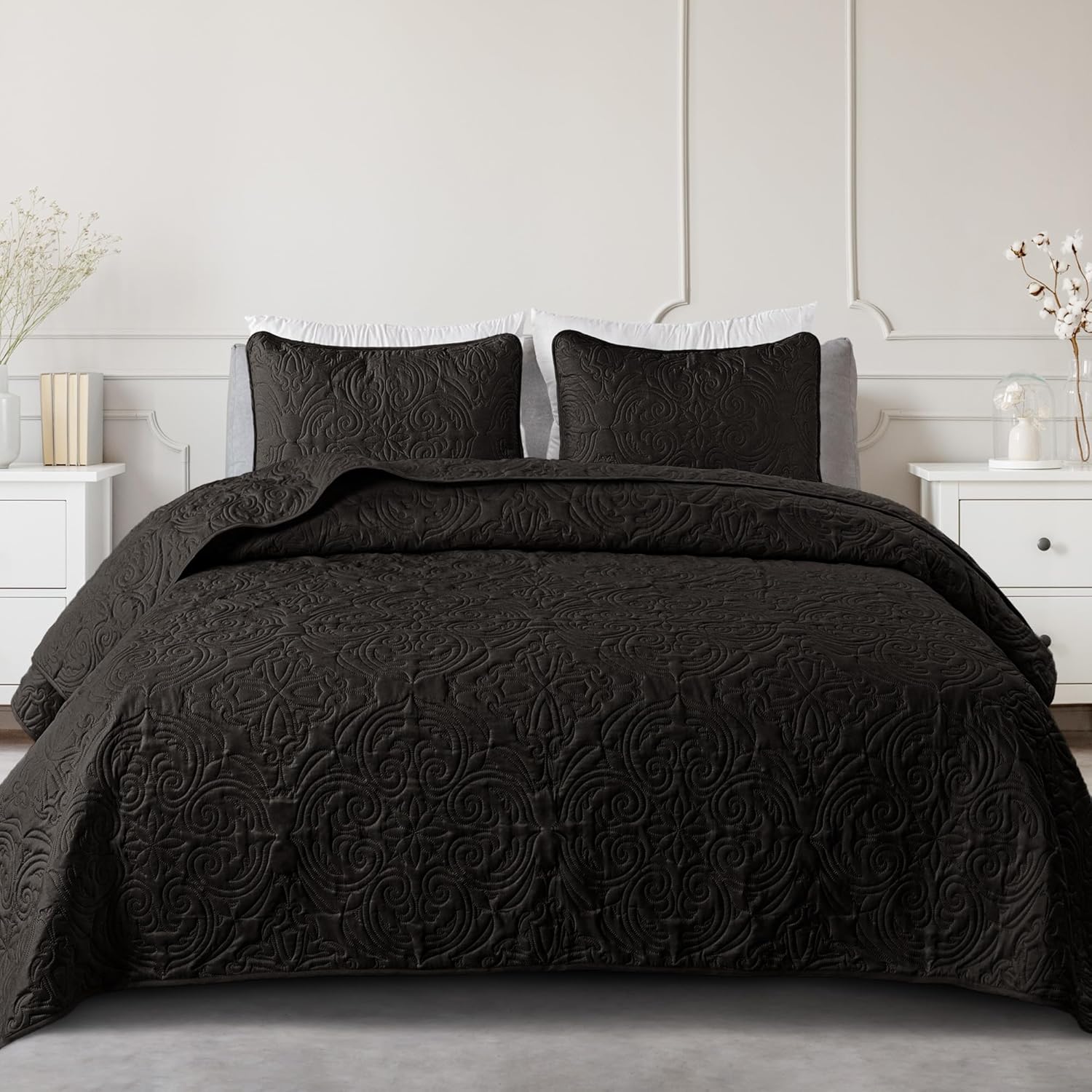 Exclusivo Mezcla Quilt Set Full Queen 90x96 Black