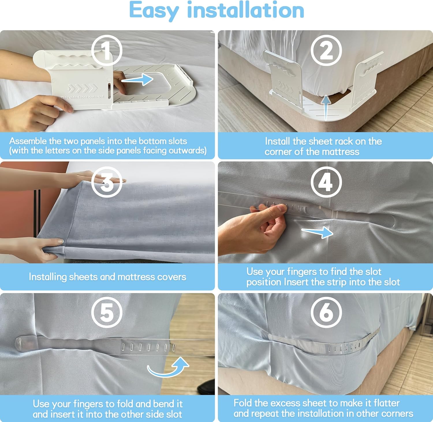 Barsone Lock Bed Sheet Holder - Heavy Duty Sheet Straps for Neat Fit