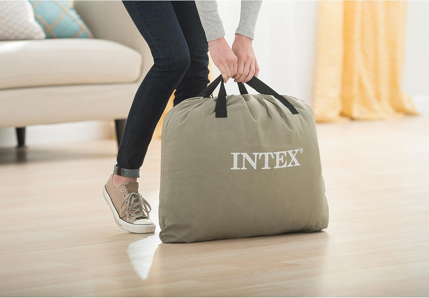 Intex Queen Prime Comfort Elevated Air Mattress with Electric Pump
