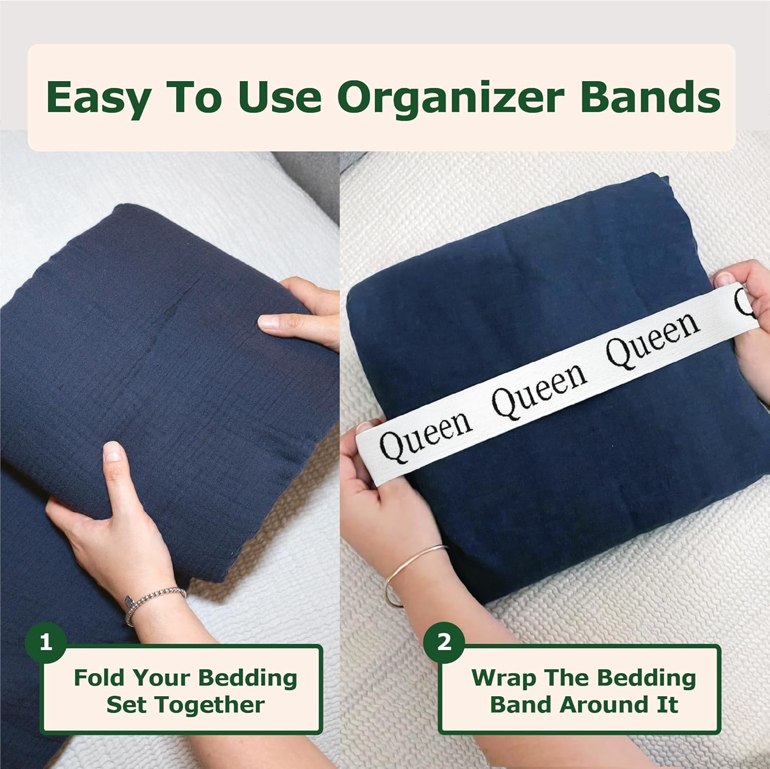 ECOHomes Bed Sheet Organizer with Size Labels 2PC Queen White