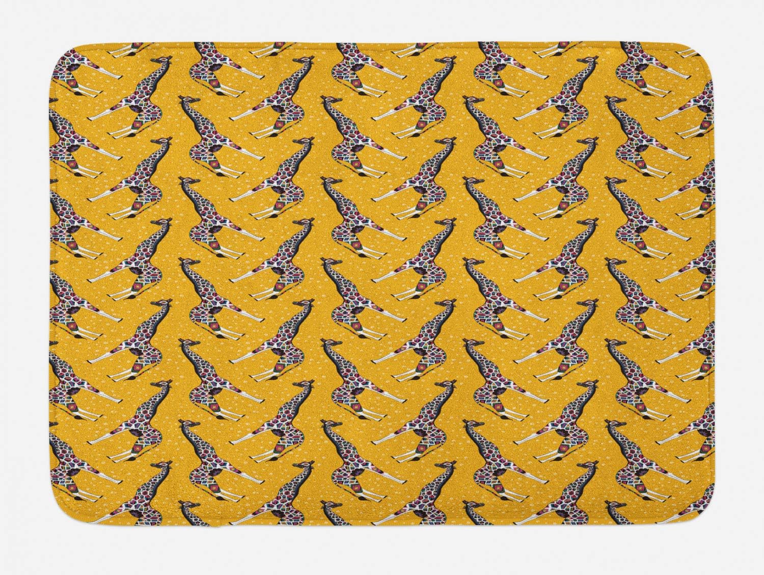 Ambesonne Giraffe Bath Mat Yellow with Swirls Plush Non-Slip 302 x 20
