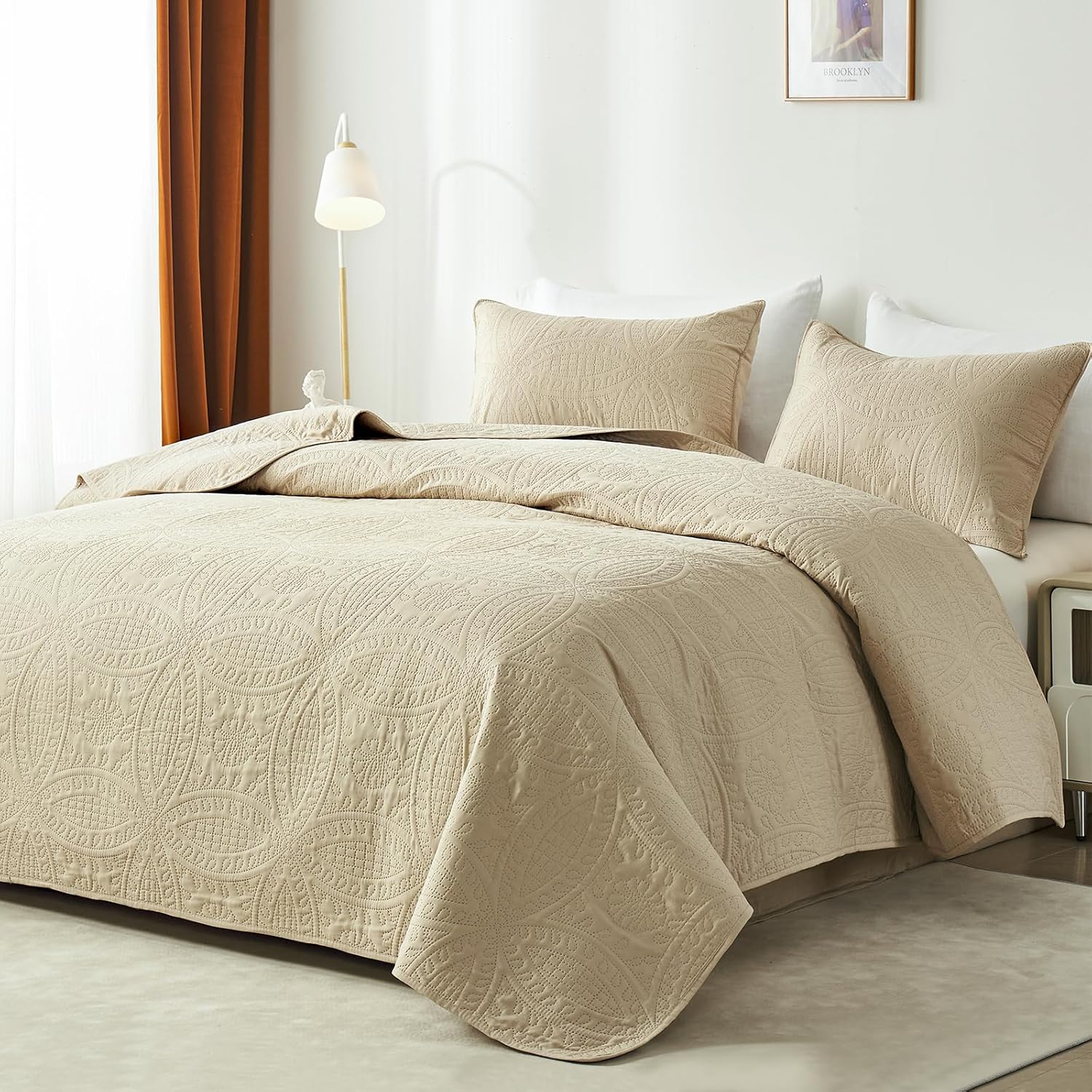 Akkialla Twin Quilt Bedding Set with Coin Pattern 1