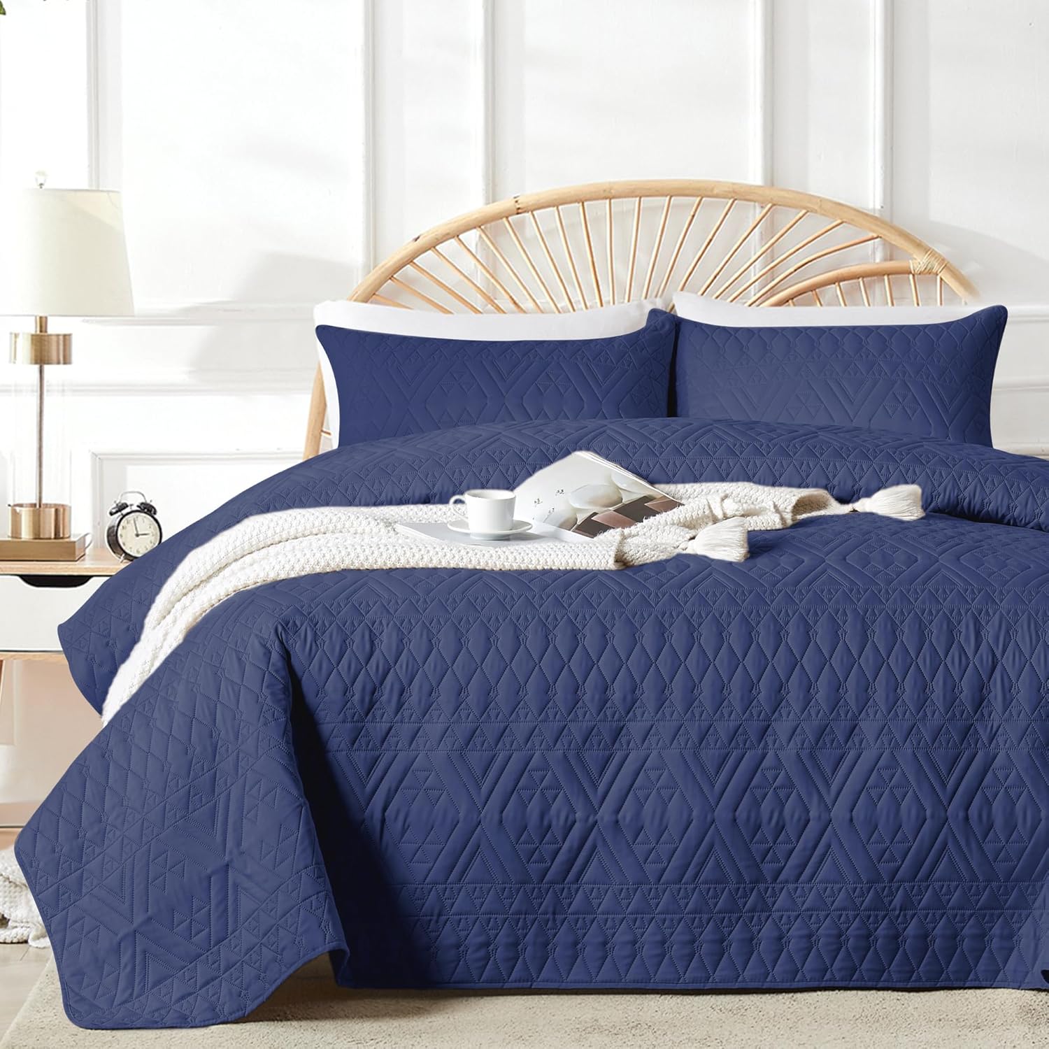 Akkialla KingCal King Quilt Bedding Set Navy Blue
