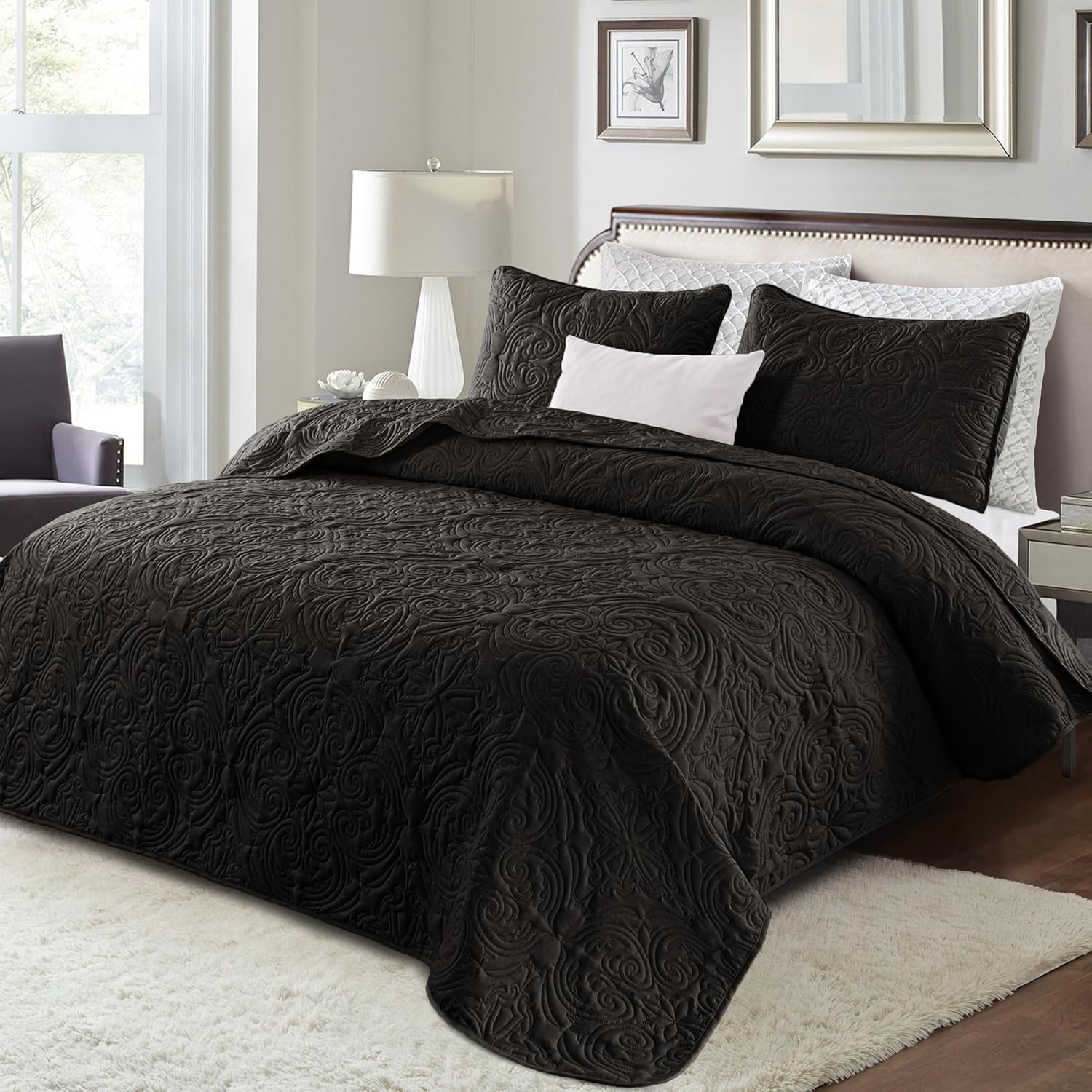 Exclusivo Mezcla Quilt Set Full Queen 90x96 Black