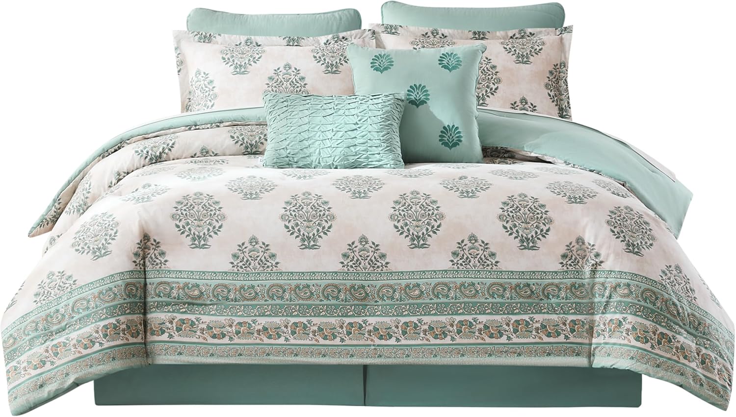 Lush Decor Sofia Flower Block Print Comforter Set Queen