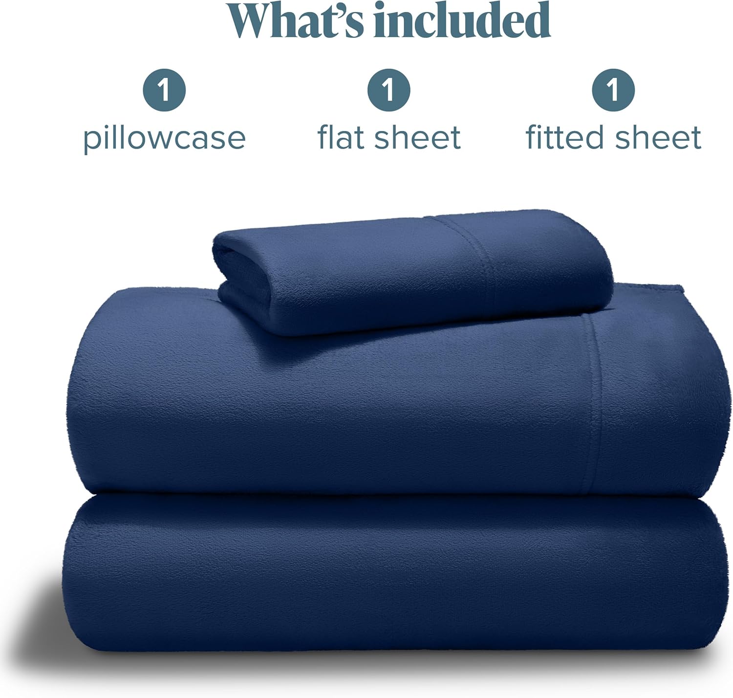 Bare Home Microplush Fleece Sheet Set Twin Dark Blue 1