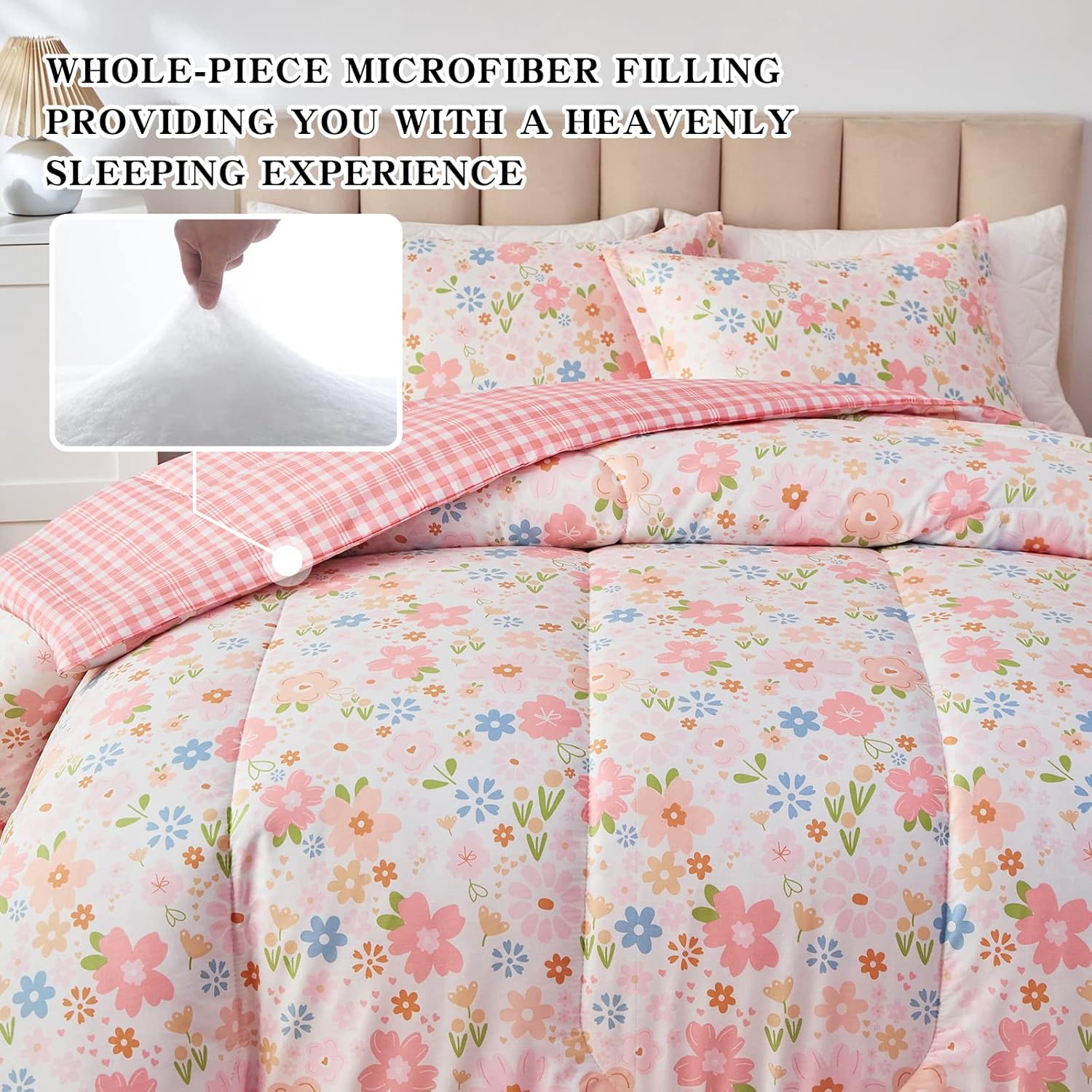 Joyreap 3pcs Floral Cotton Comforter Set for Girls