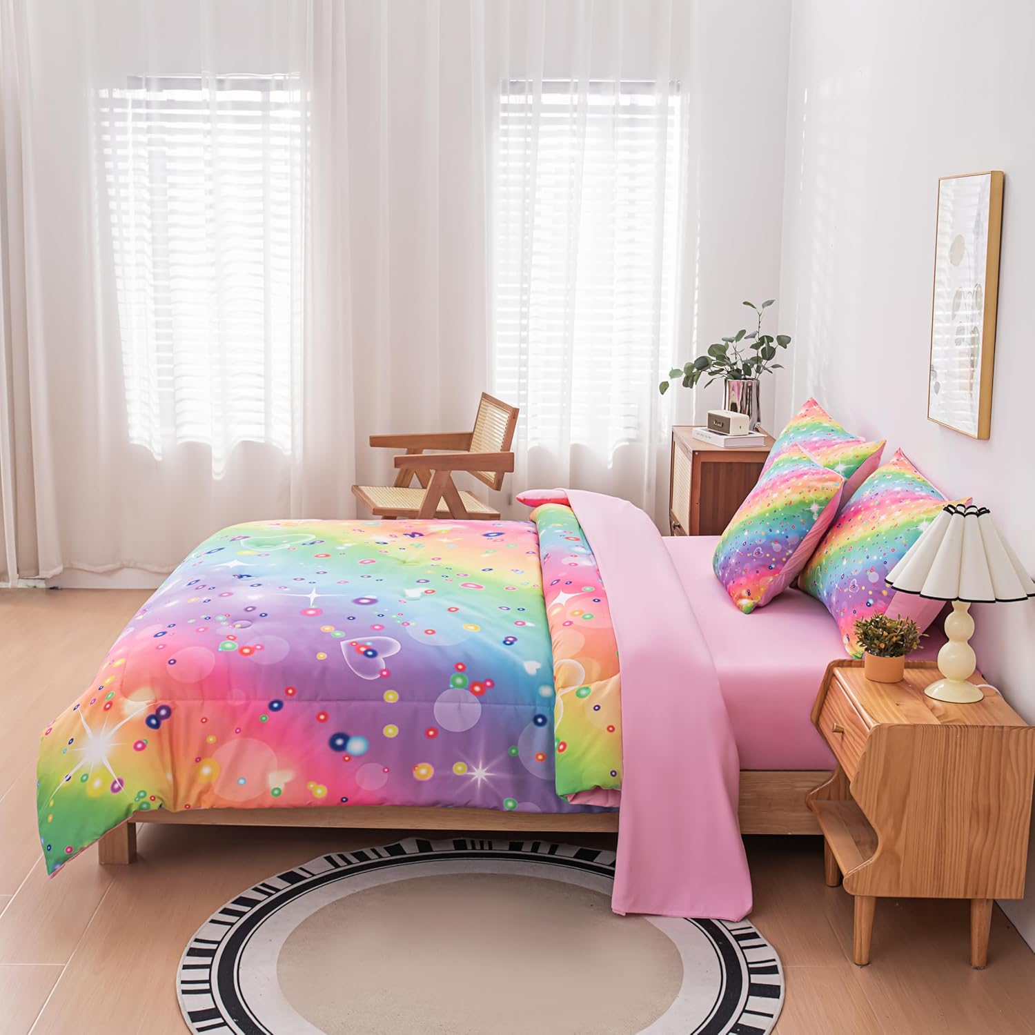 MWMWMW 6 Pcs Girls Twin Comforter Set