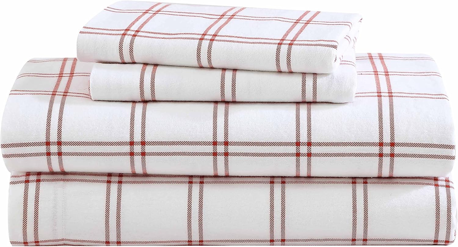 Eddie Bauer Twin Flannel Sheet Set - Cozy Breathable and Oeko-Tex Certified