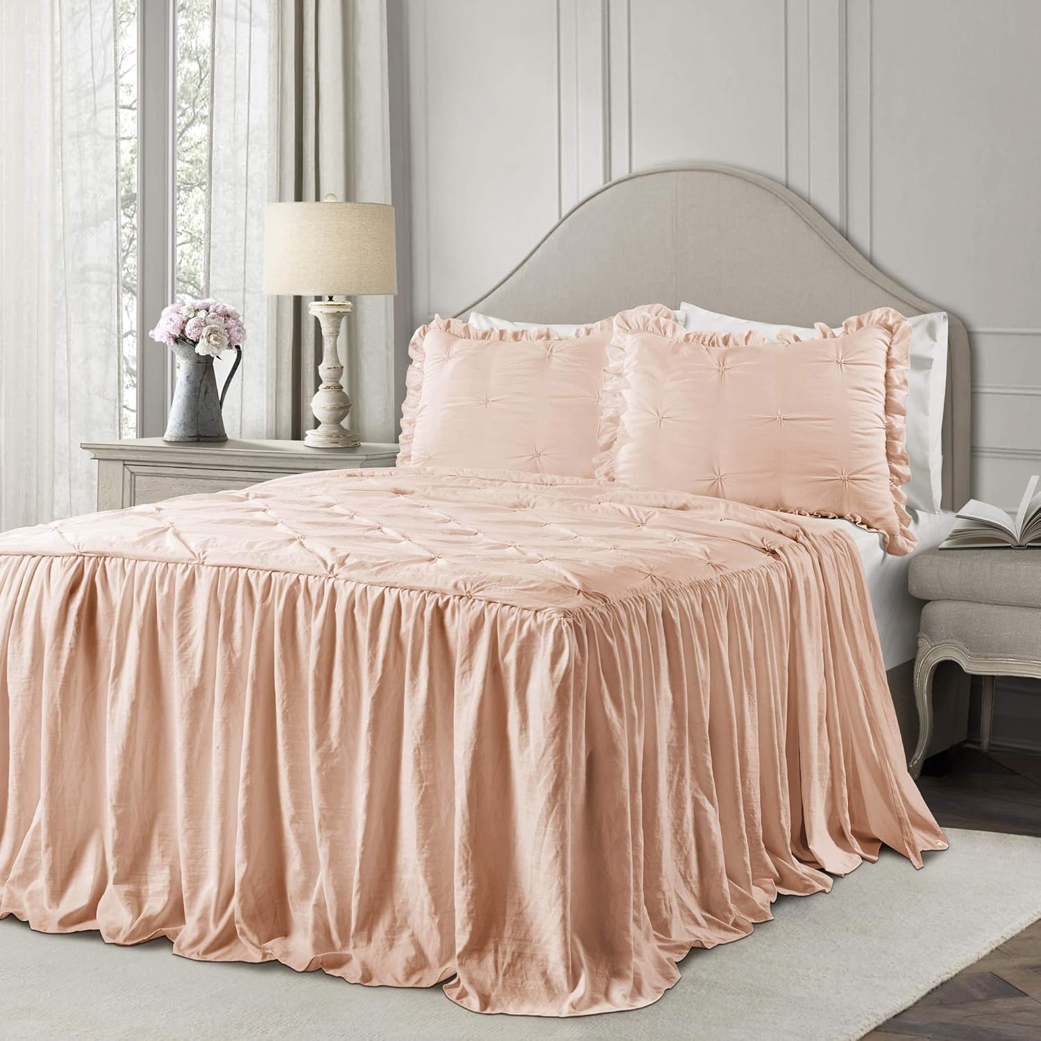 Lush Decor Ravello Pintuck Ruffle Skirt Bedspread Set Twin
