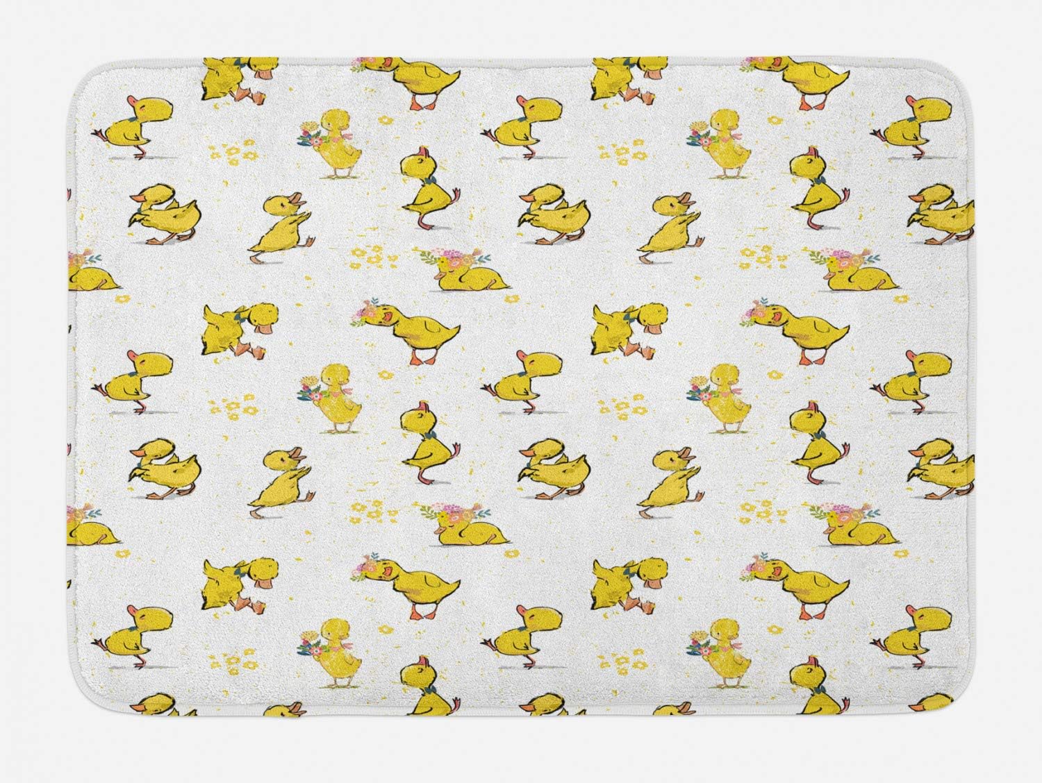 Ambesonne Cartoon Bath Mat with Non-Slip Backing