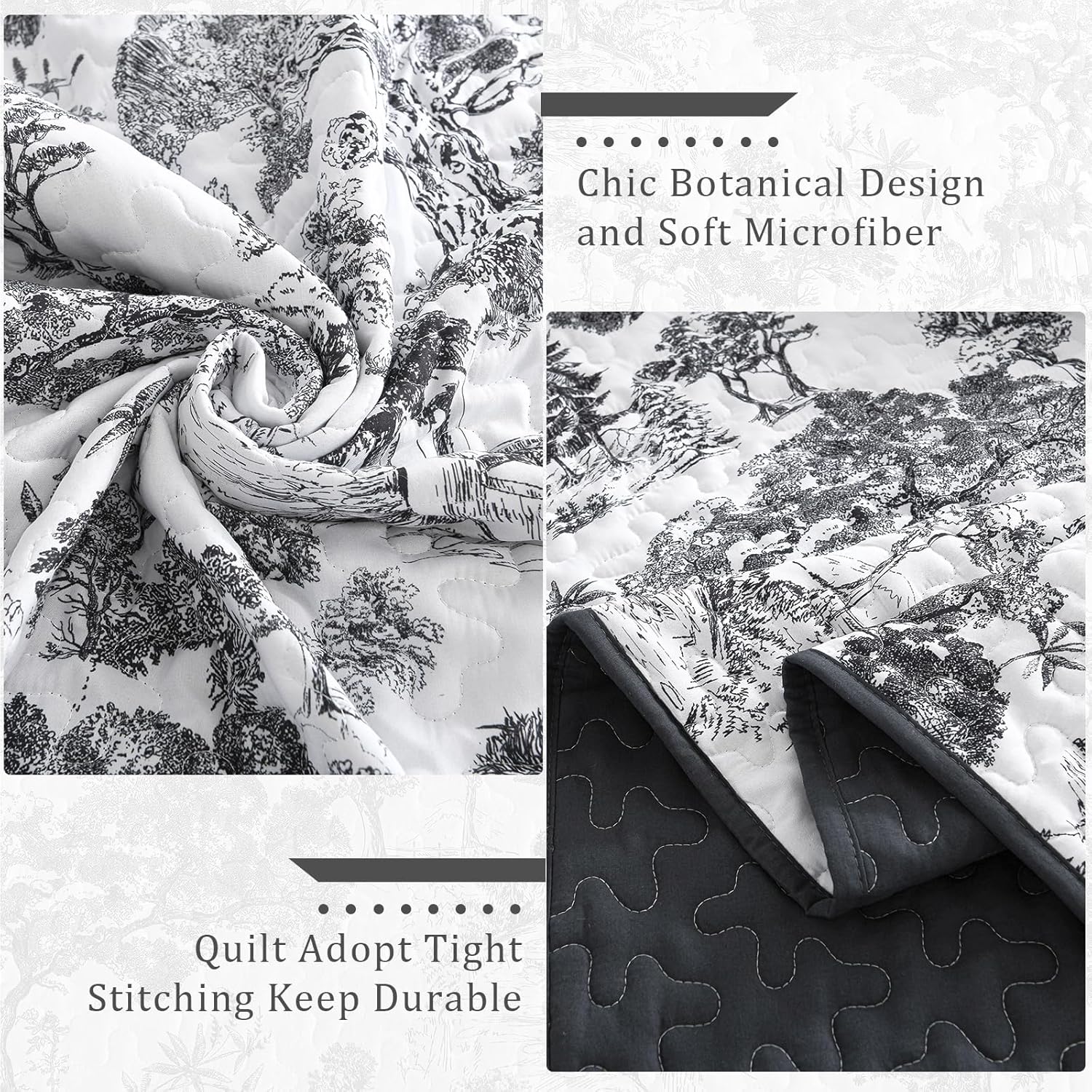WONGS BEDDING Botanical Reversible Quilt Set King Size