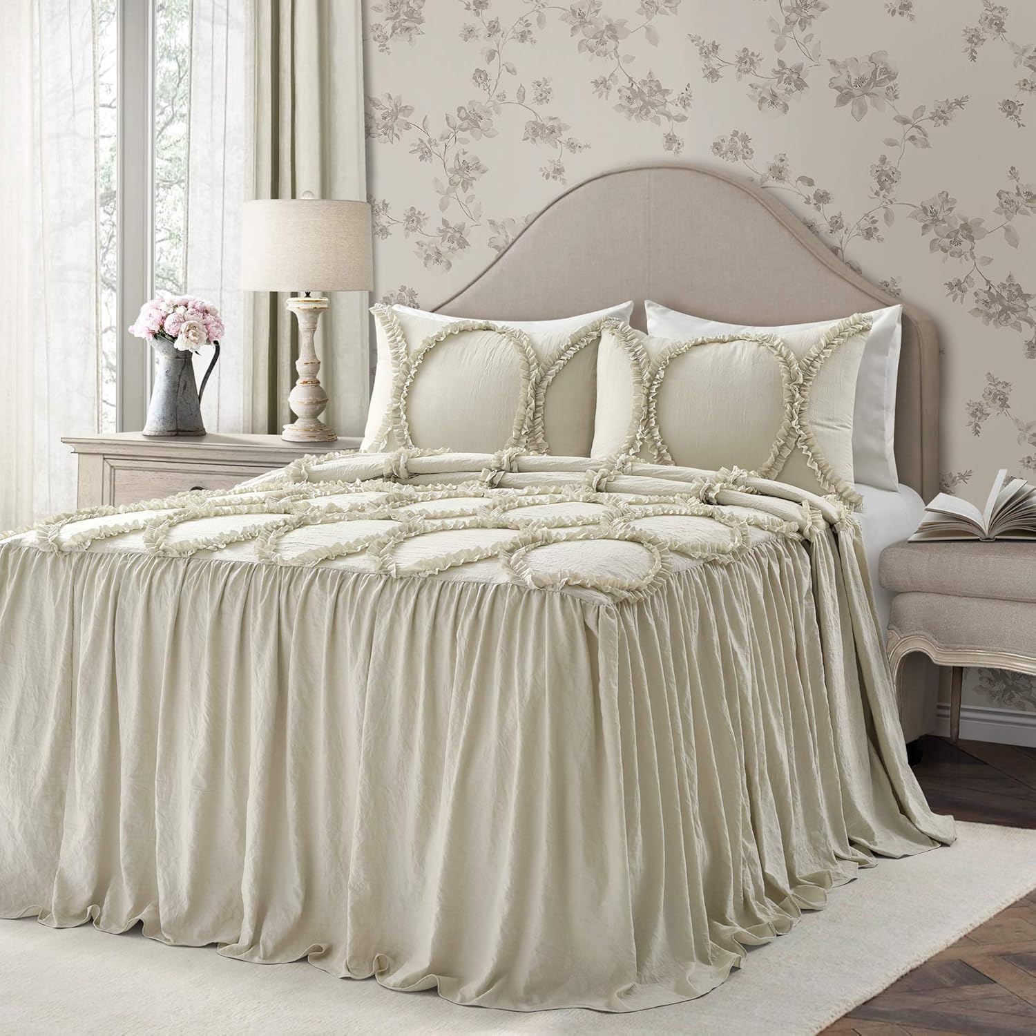 Lush Decor Riviera Ruffle Skirt Bedspread 3 Piece Set King
