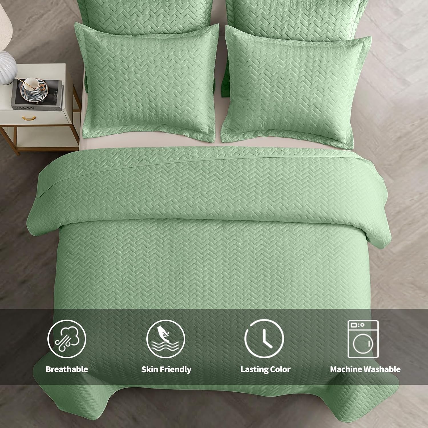 MapleStone Quilt Set Twin XL Lightweight Mint Green