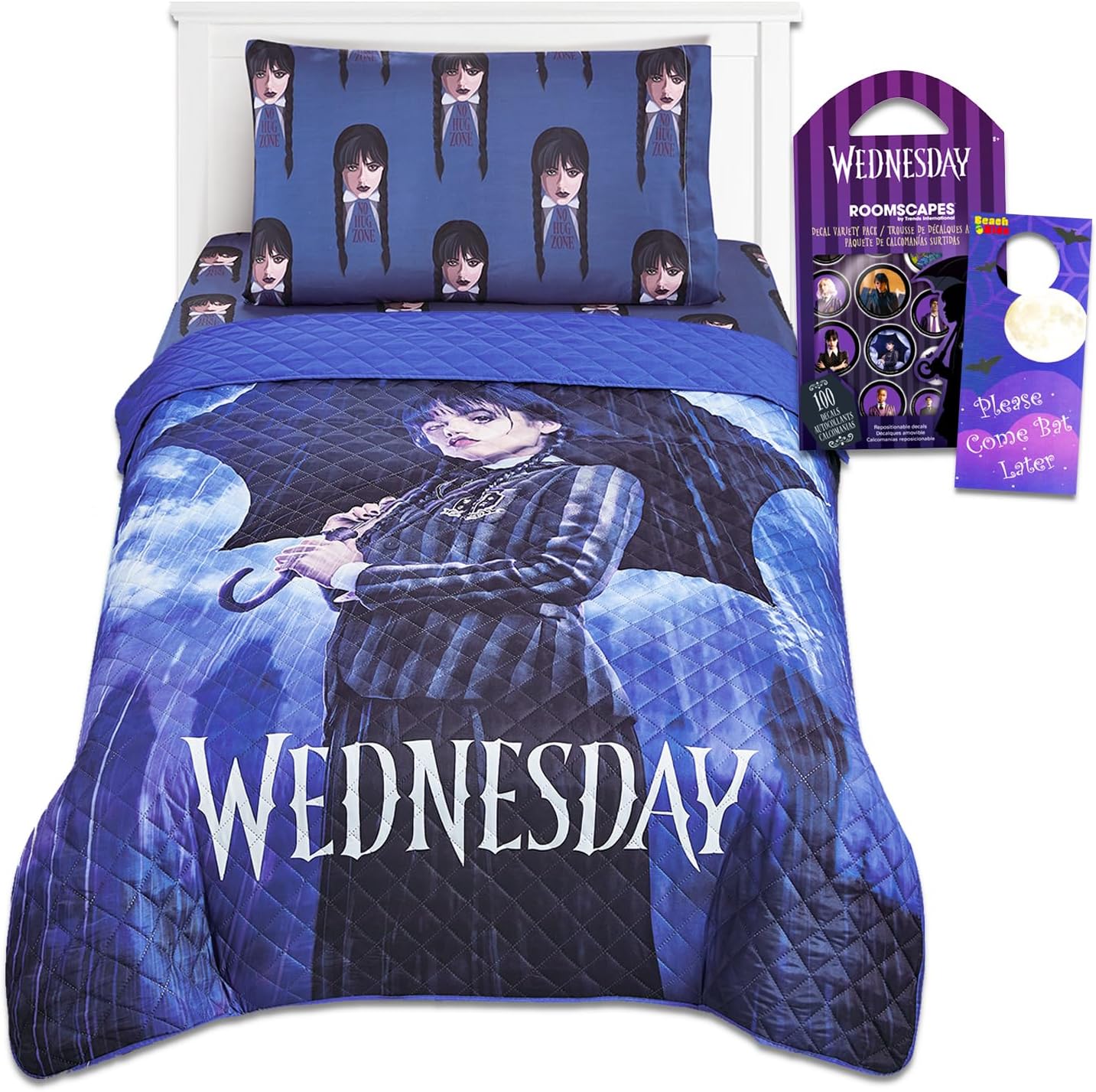 Wednesday Addams Twin Bedding Set with Decals