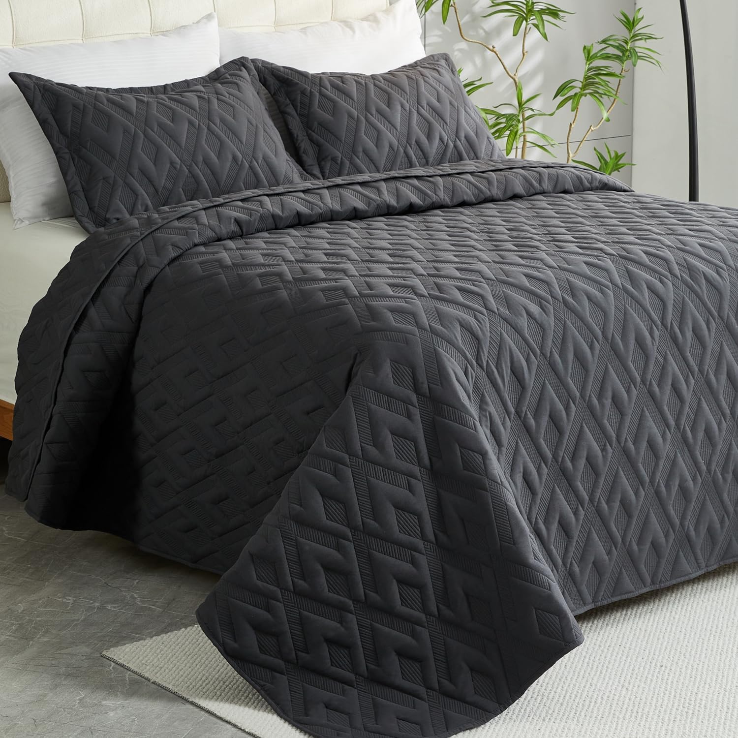 Cmfshape Diamond Embroidery Quilt Set 3 Piece King Size