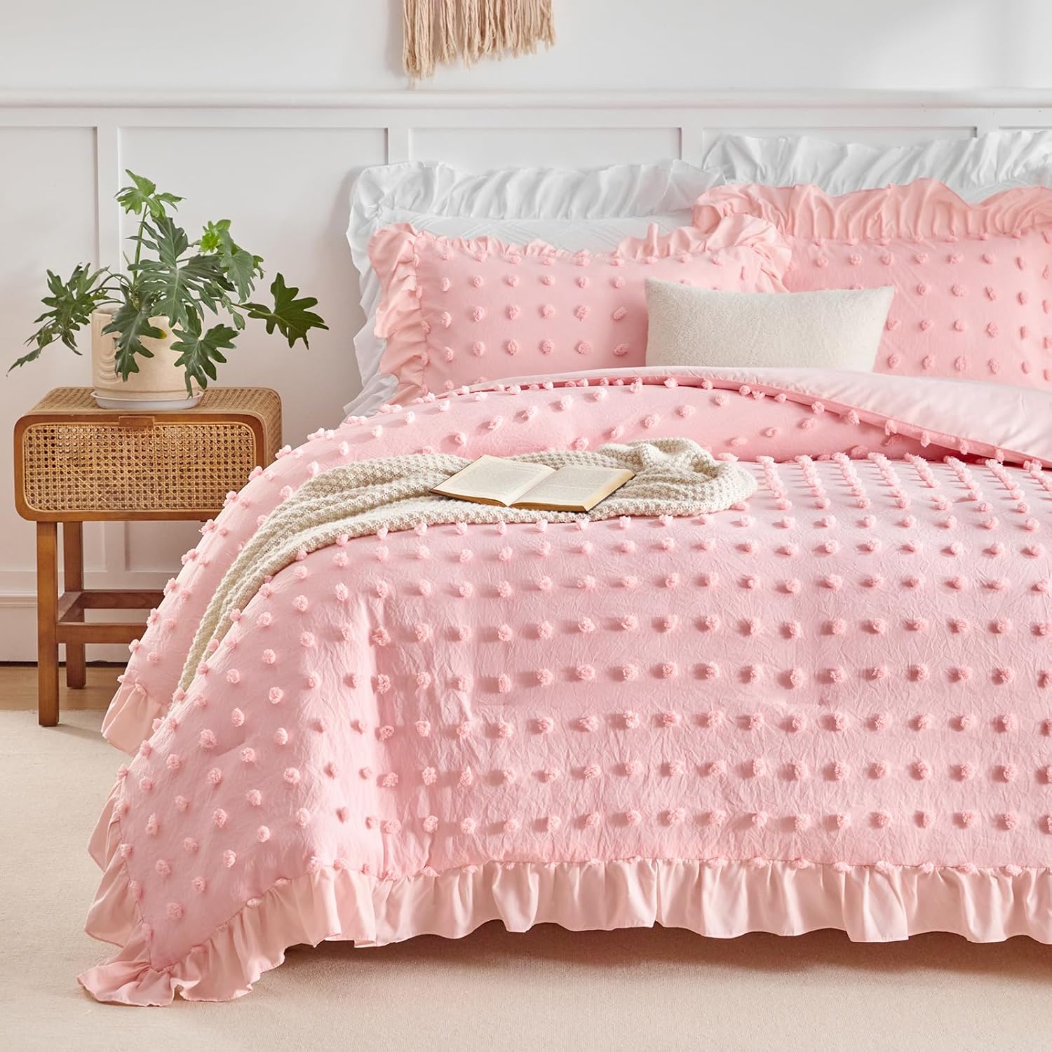 Flysheep Tufted Dots Ruffle Comforter Set Twin