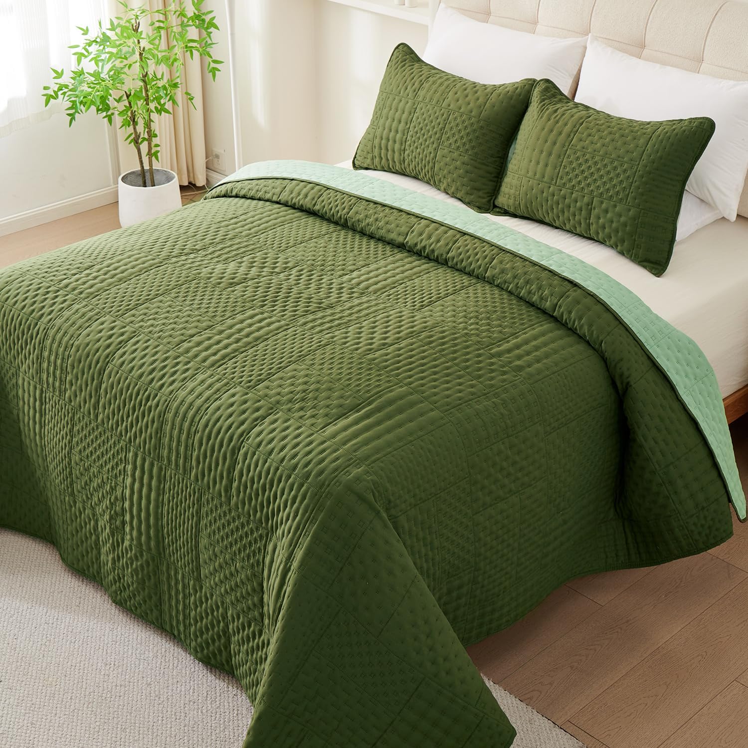 Cmfshape King Size Quilt Set - 3 Pieces Reversible