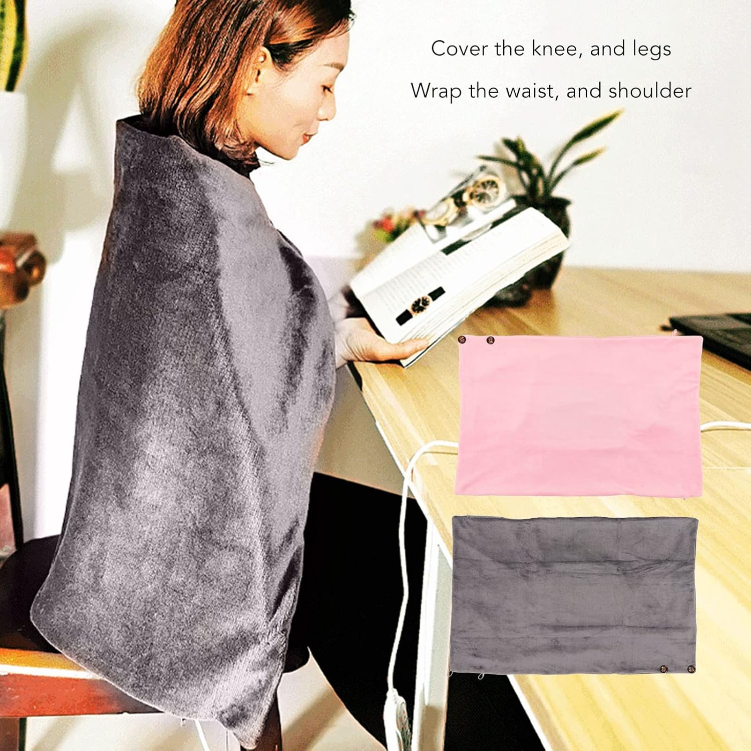 Luqeeg Comfortable Electric Heated Shawl with 3 Gears and USB Power