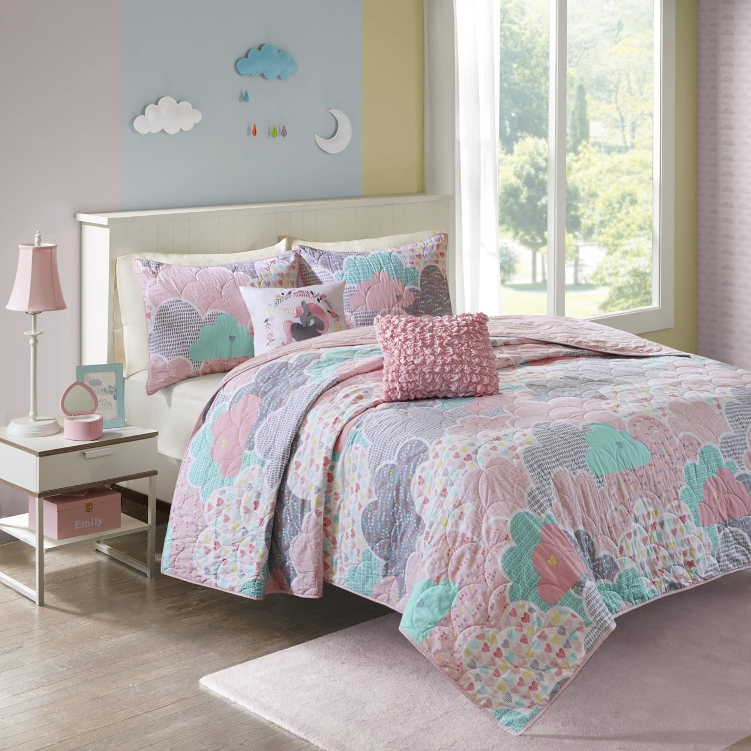 Reversible Cotton Quilt Set - Cloud Pink 4 Piece