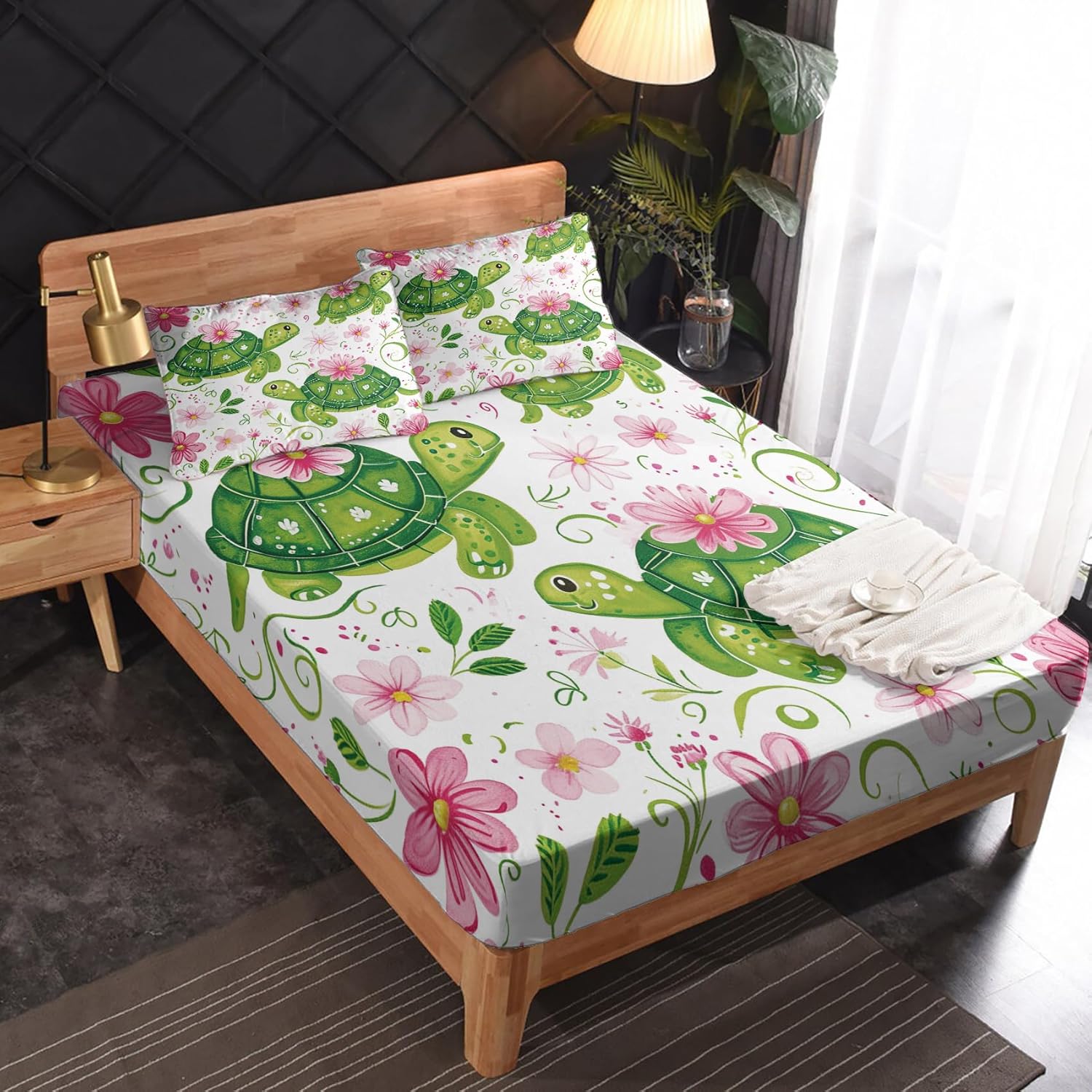 Fizzenobia Turtle Sheets Twin XL Set - Kids Cartoon Bedding