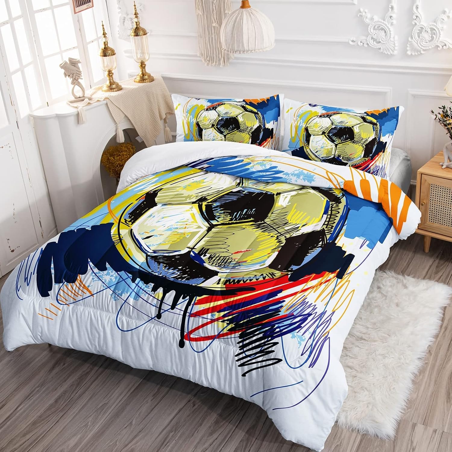 BSNTHO Football Comforter Set for Boys Kids Teens