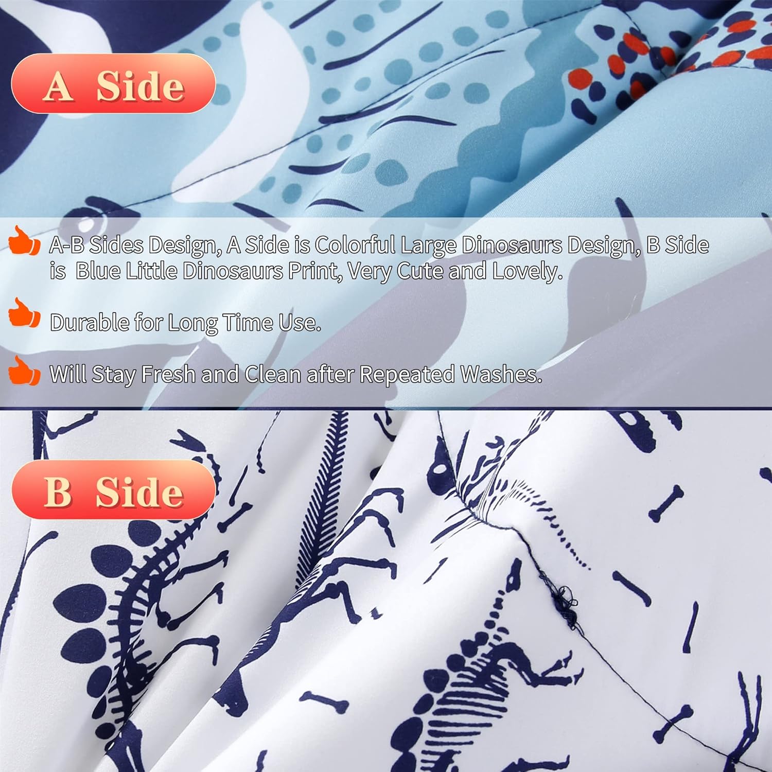 RYNGHIPY Dinosaur Comforter Set Twin Size Dark Blue Kids Bedding
