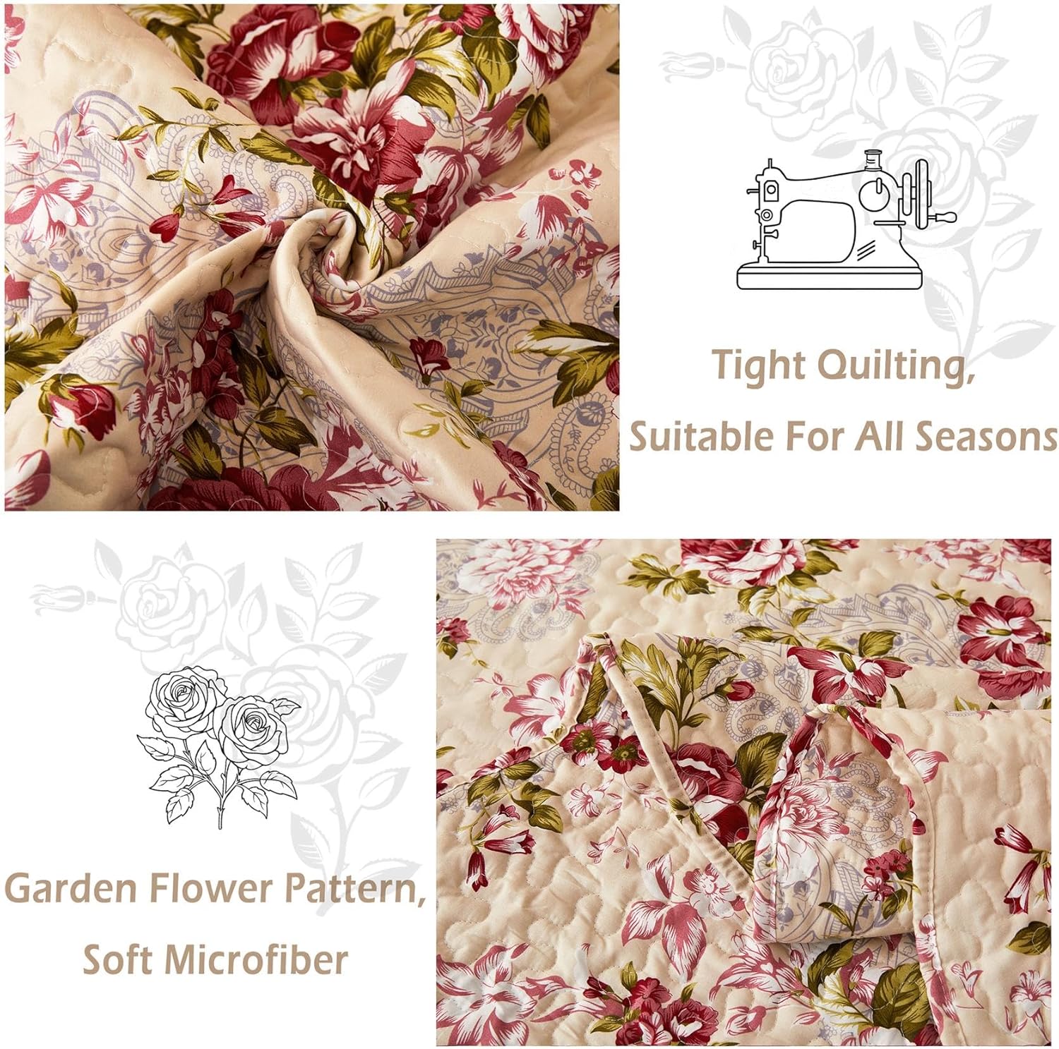 Cmfshape Romantic Patchwork Quilt Set Queen Size