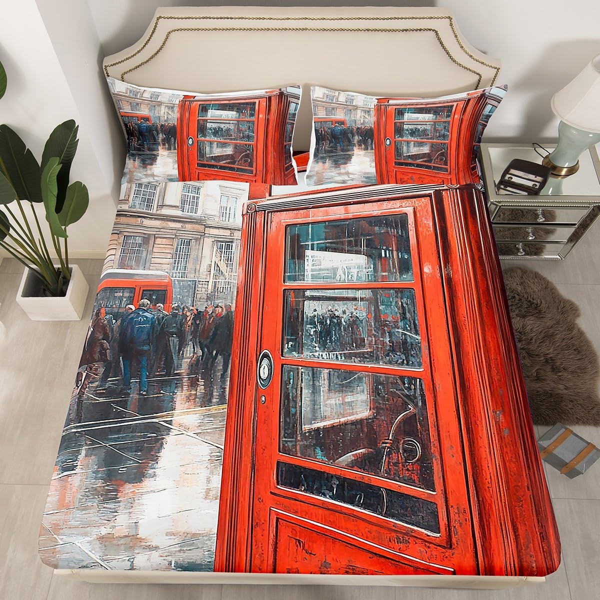 Feelyou London Themed Twin Size Kids Bed Sheet Set