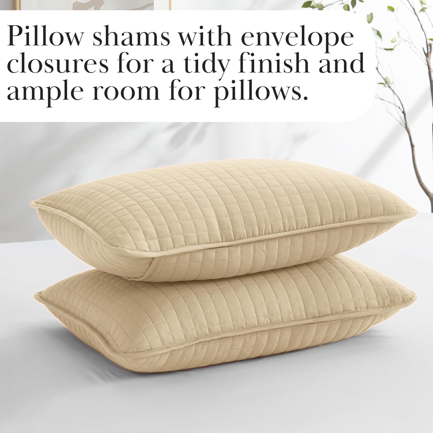 Southshore Fine Living Beige Quilt Set with Pillow Shams