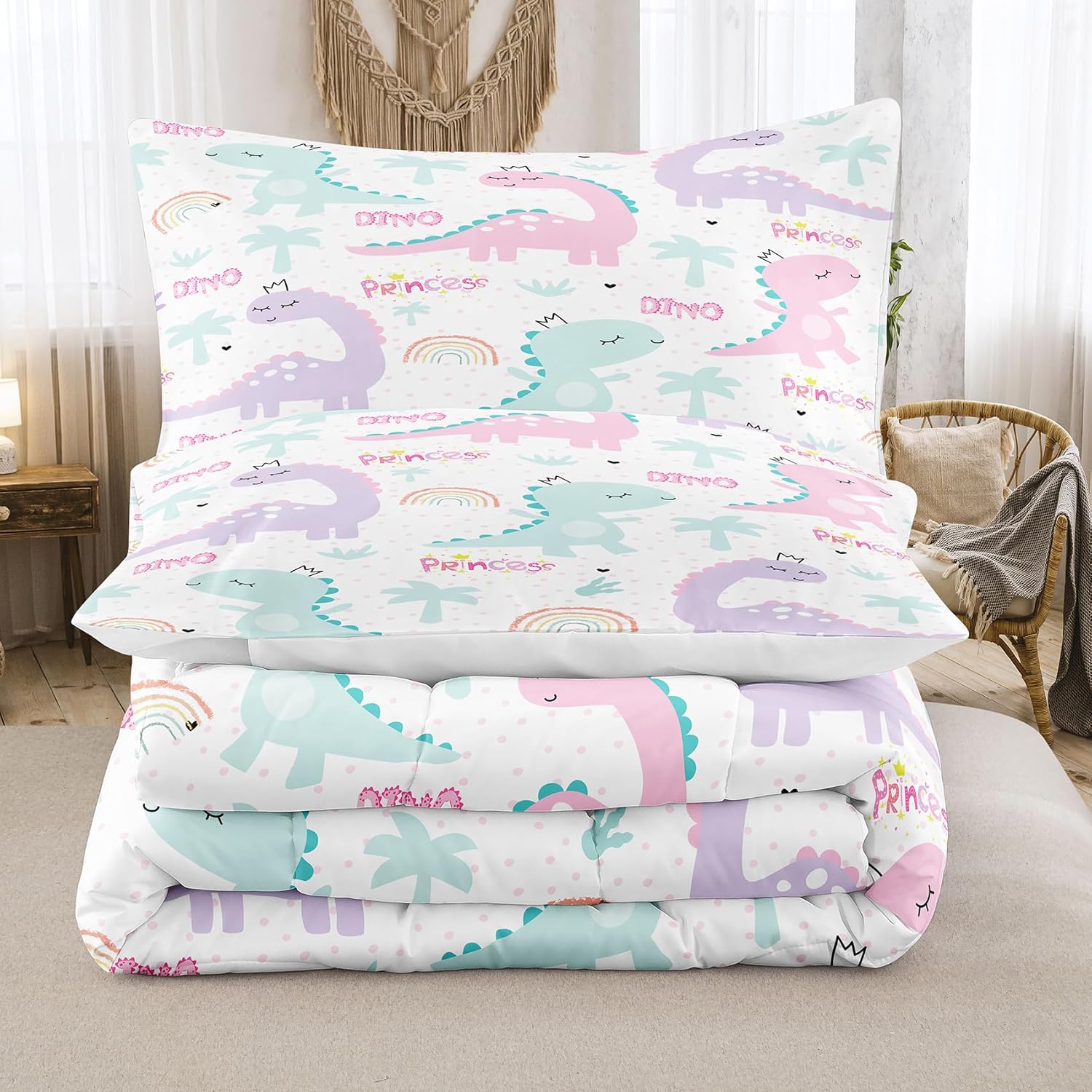 NINENINE Dinosaur Comforter Set for Kids Twin Bedding