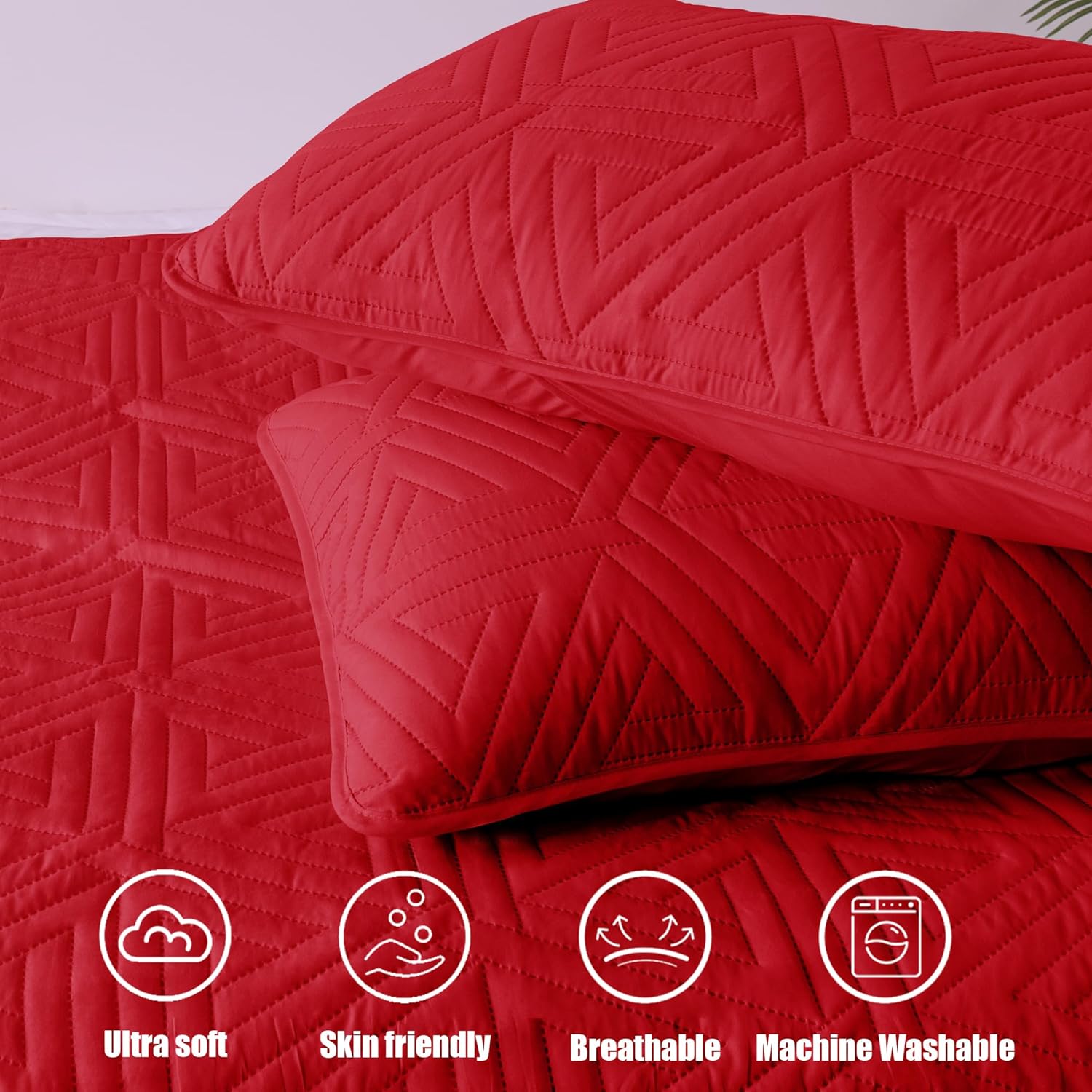 Whale Flotilla Red California King Quilt Set 3-Piece