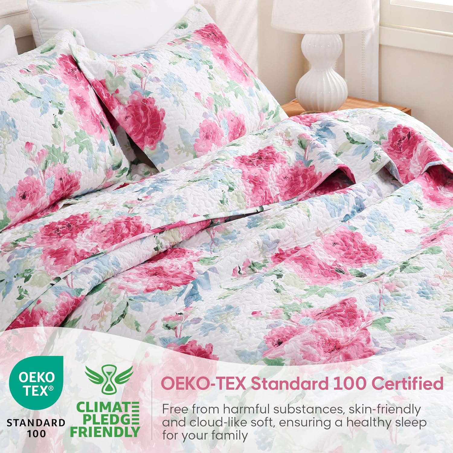 JSD Rose Floral Quilt Set Twin Size 2 PC 1