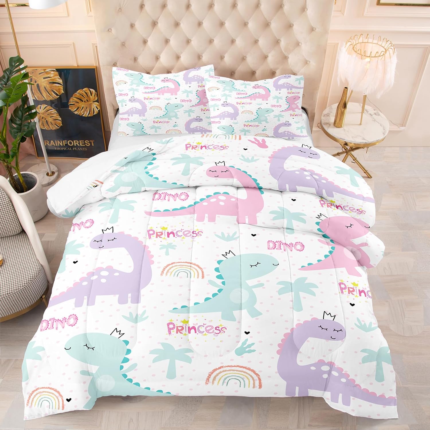 NINENINE Dinosaur Comforter Set for Kids Twin Bedding