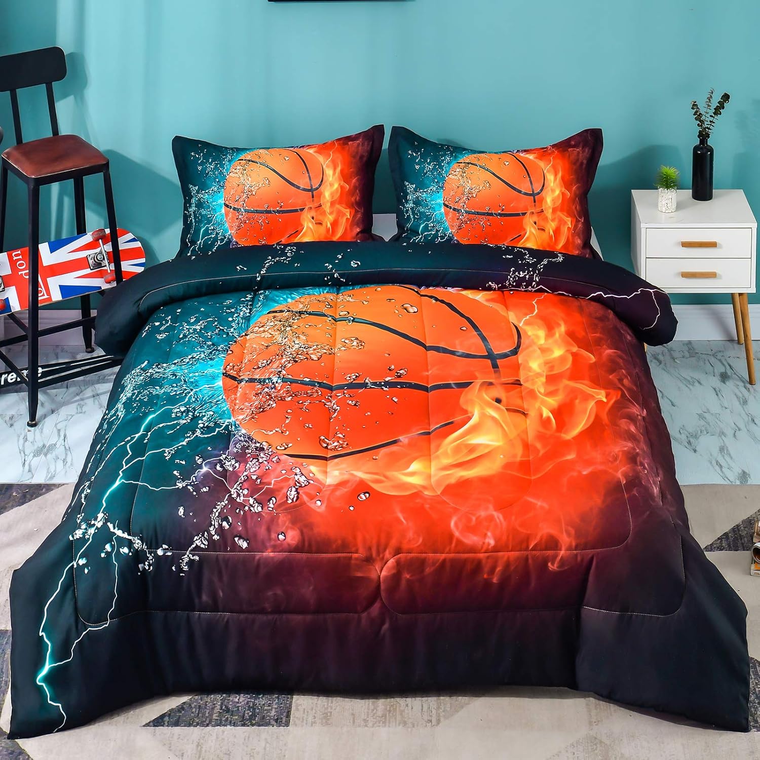 Andency 3D Basketball Comforter Set Twin 66x90 Inch