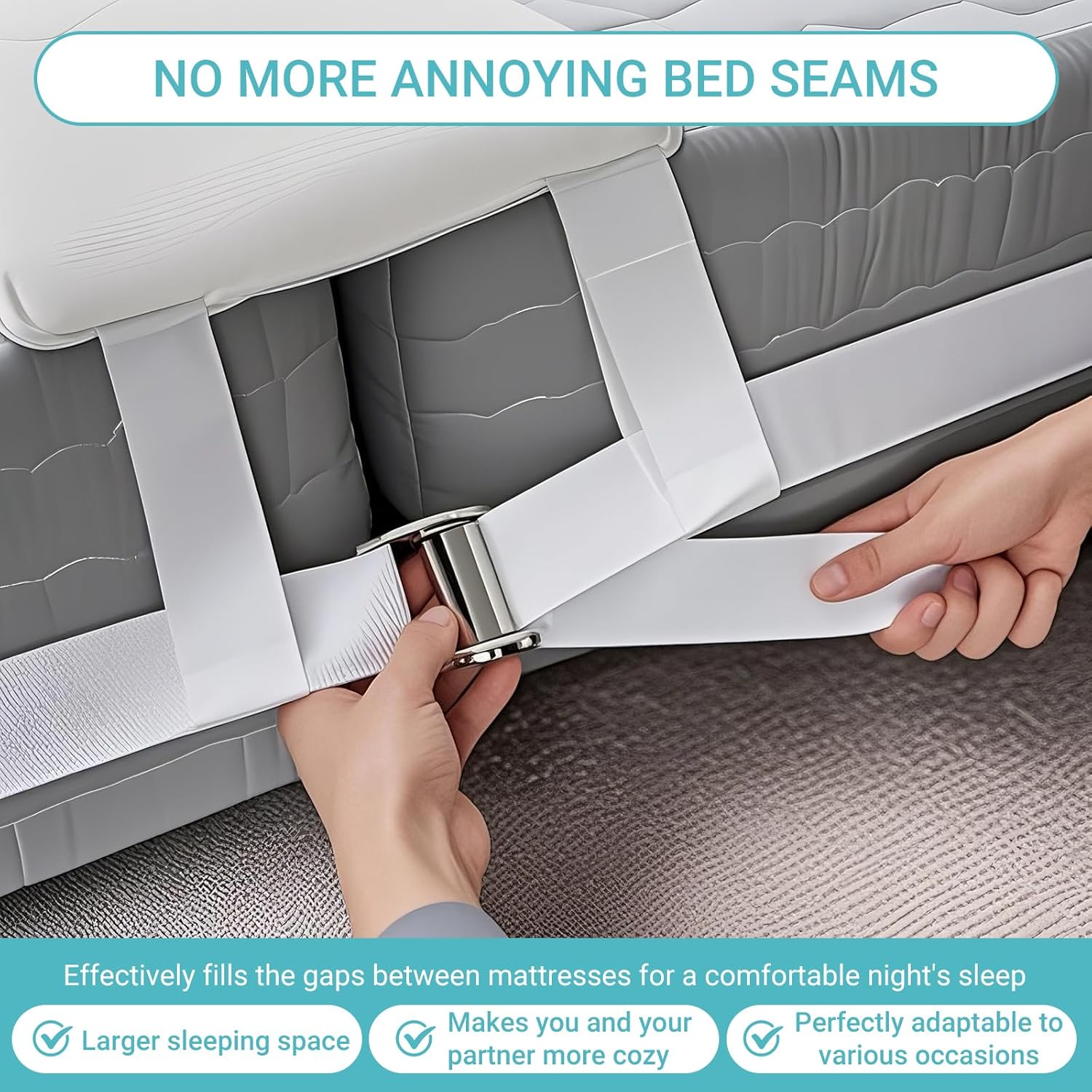 Adjustable Bed Connector Bridge Kit with Memory Foam Pad
