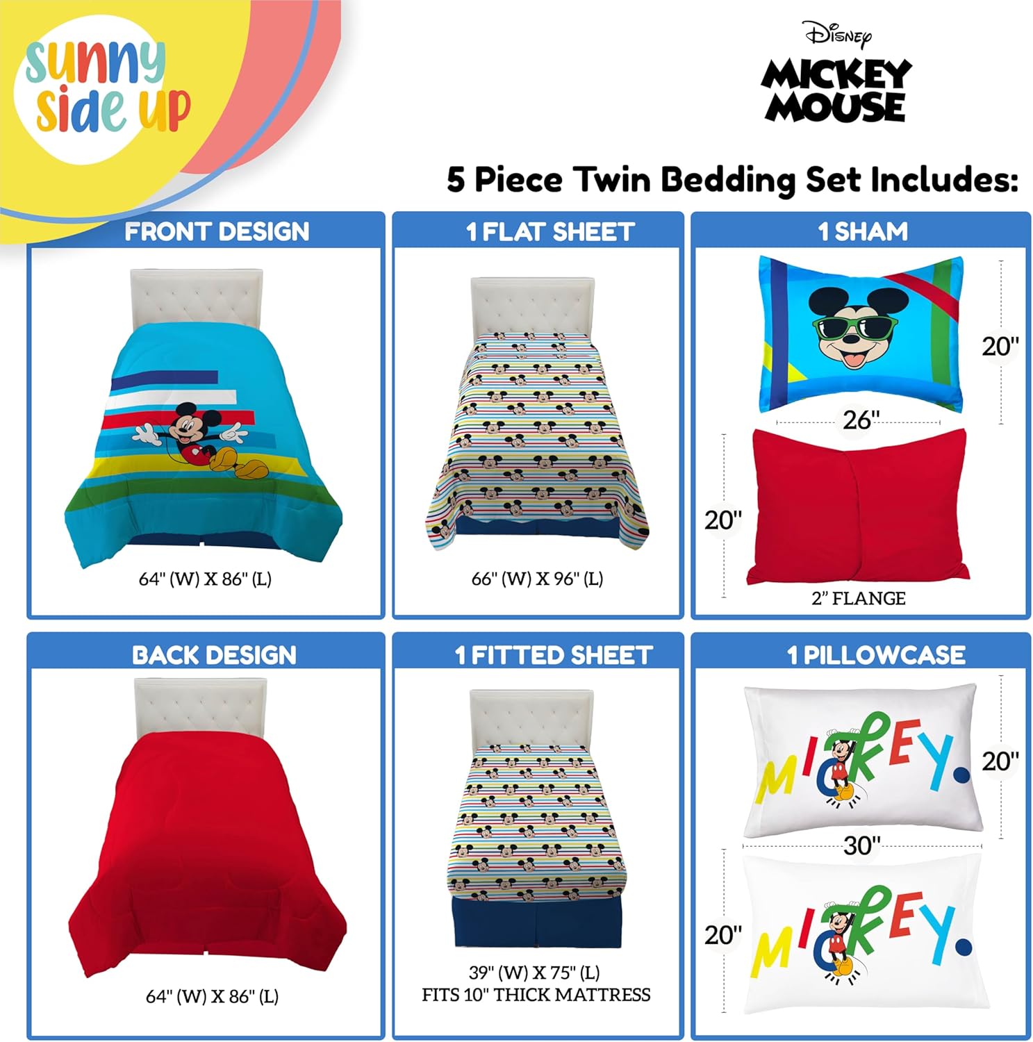 Sunny Side Up Disney Mickey Mouse Twin Comforter Set