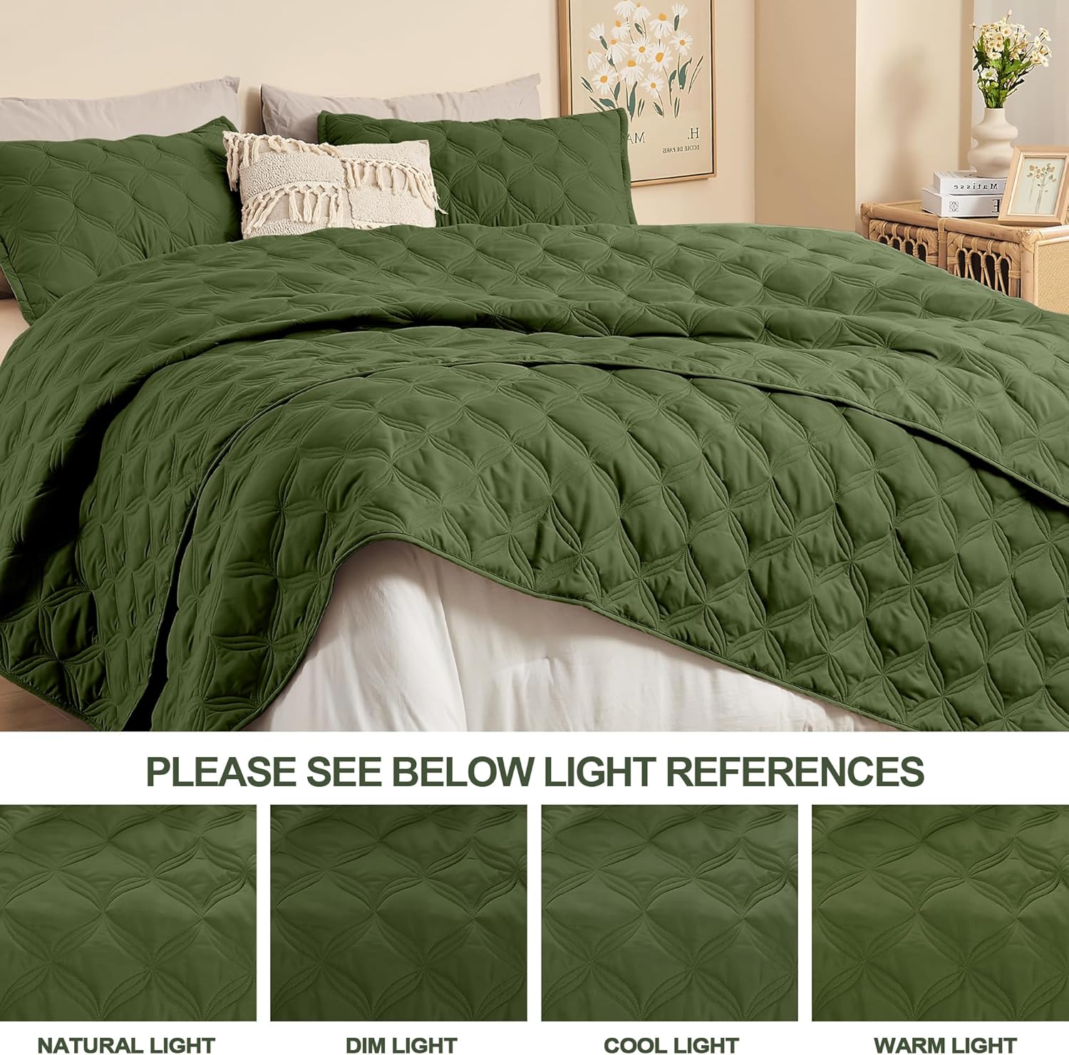 Litanika Super King Olive Green Quilt Set 3 Piece