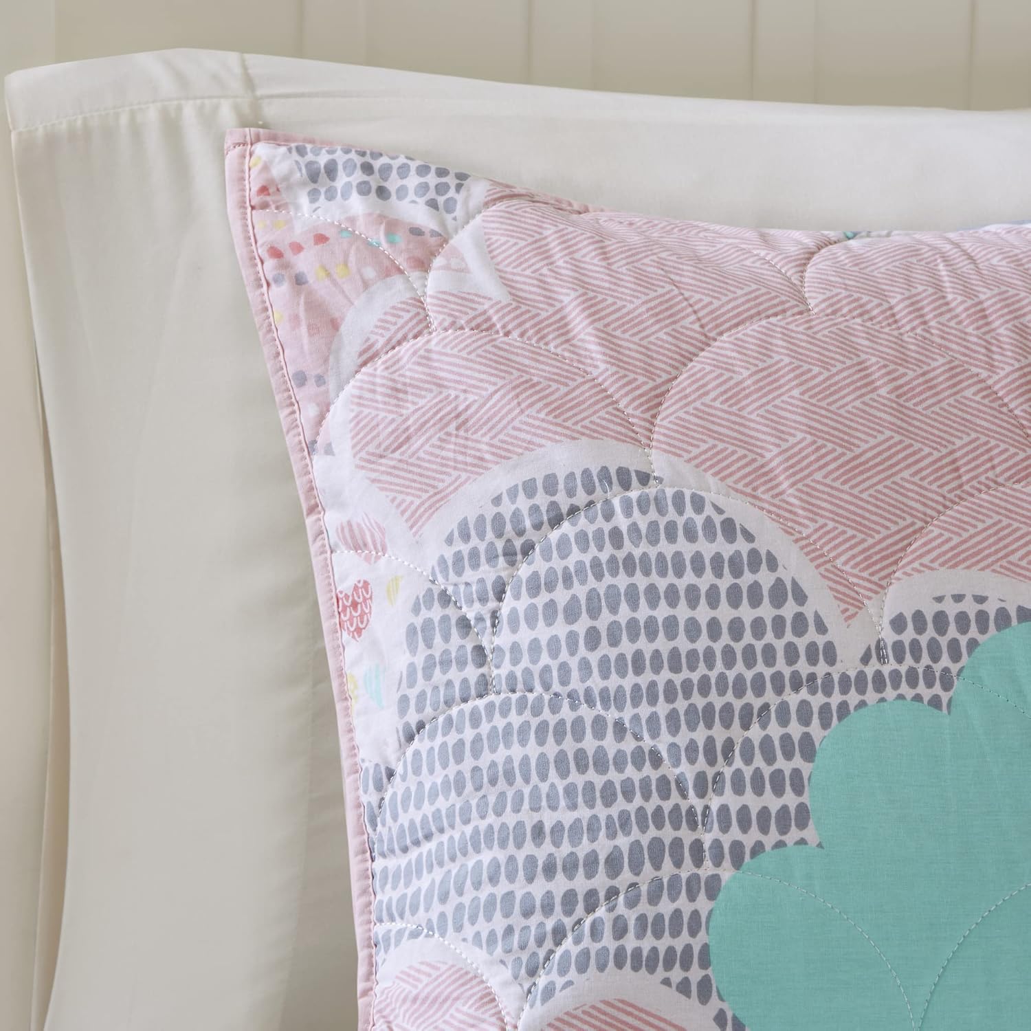 Reversible Cotton Quilt Set - Cloud Pink 4 Piece