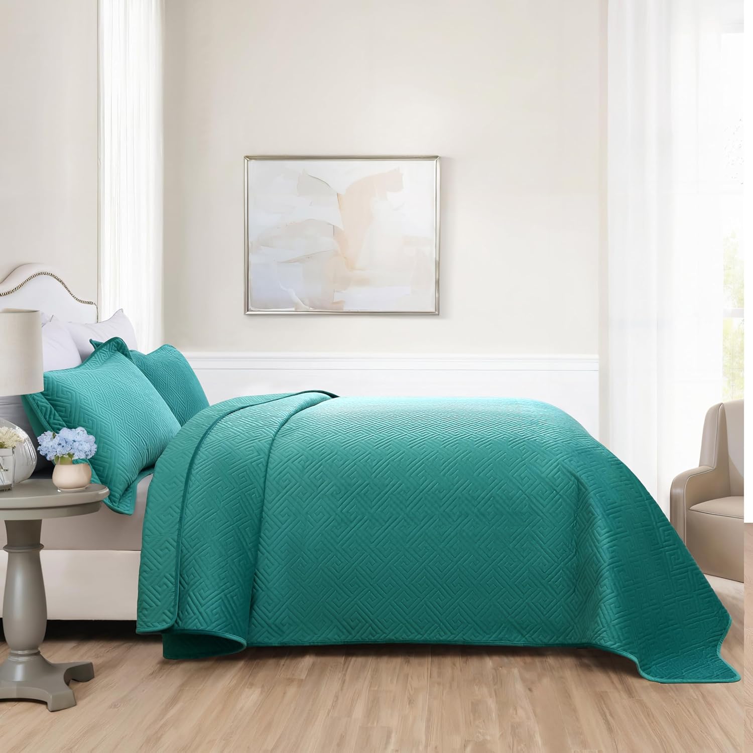Asuexpect 3 Piece King Size Velvet Quilt Set