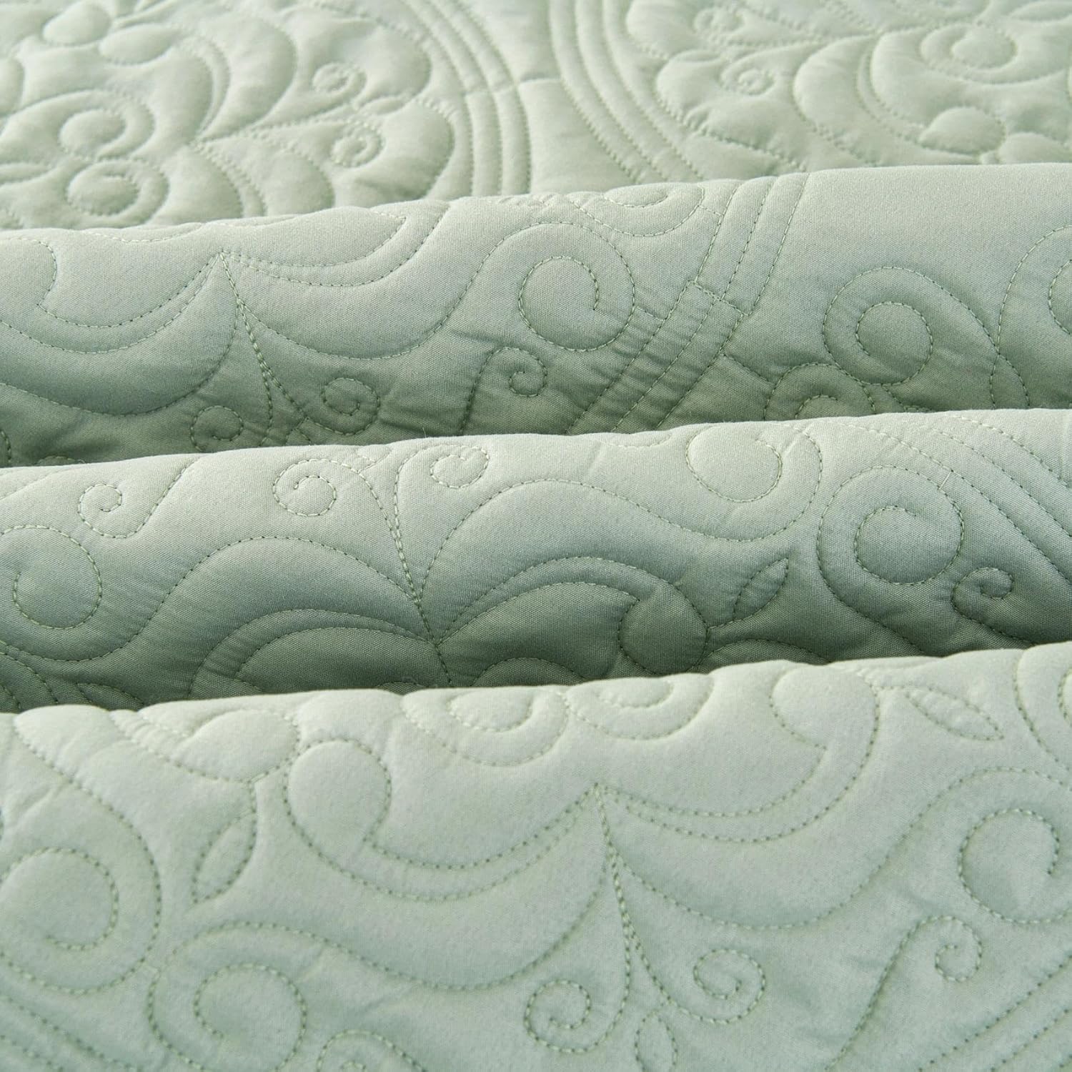 Cmfshape King Quilt Set 3PCS Sage Green Oversized 1