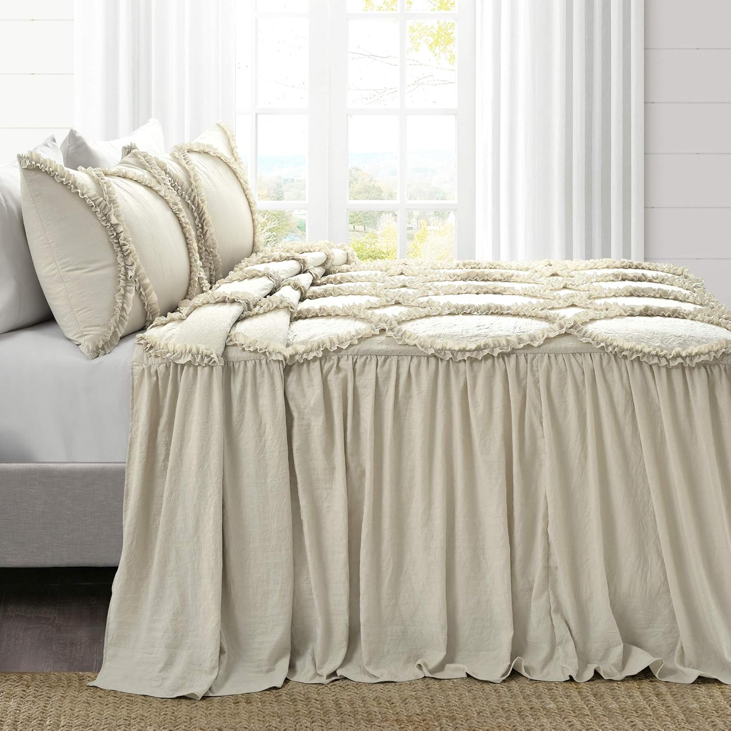 Lush Decor Riviera Ruffle Skirt Bedspread 3 Piece Set King