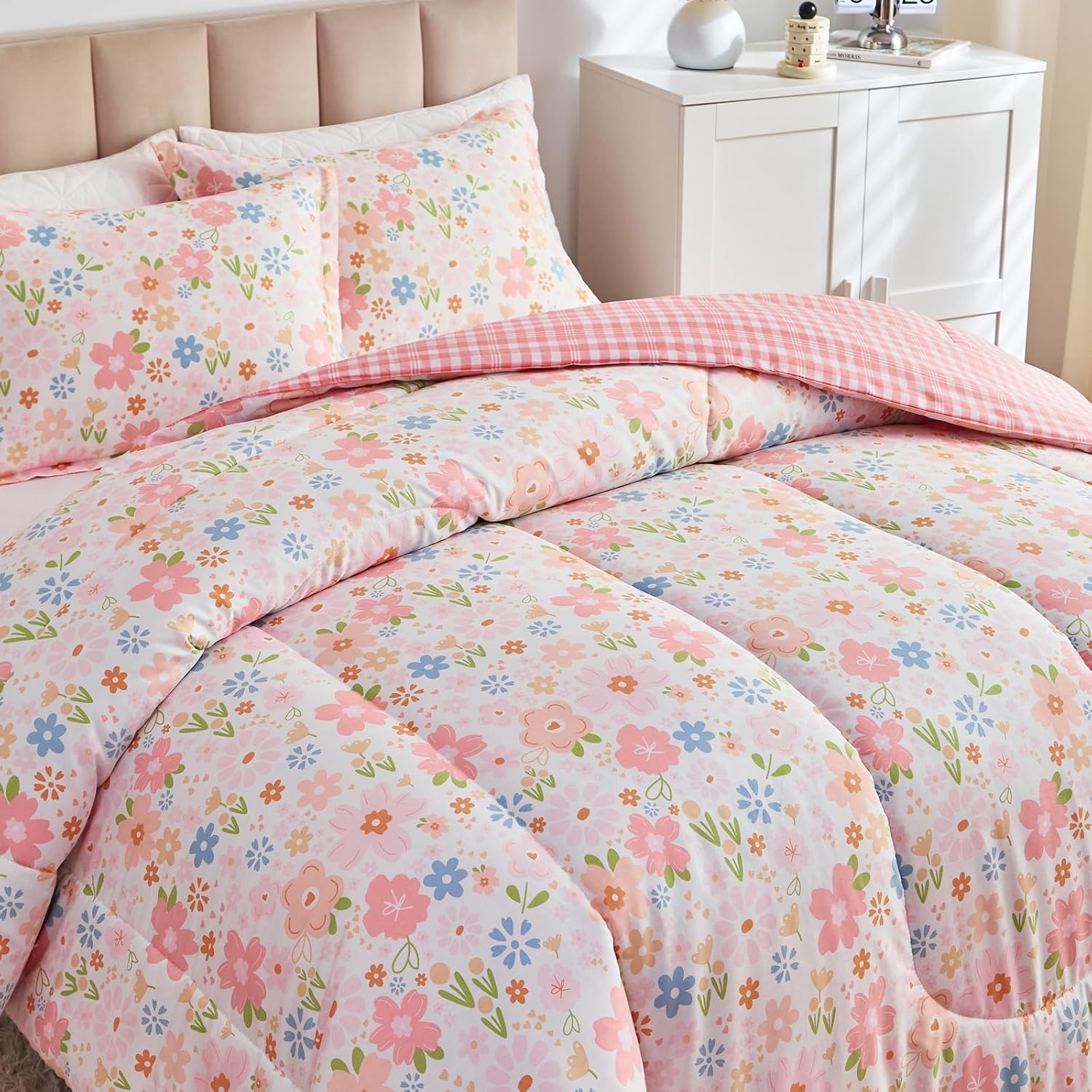 Joyreap 3pcs Floral Cotton Comforter Set for Girls