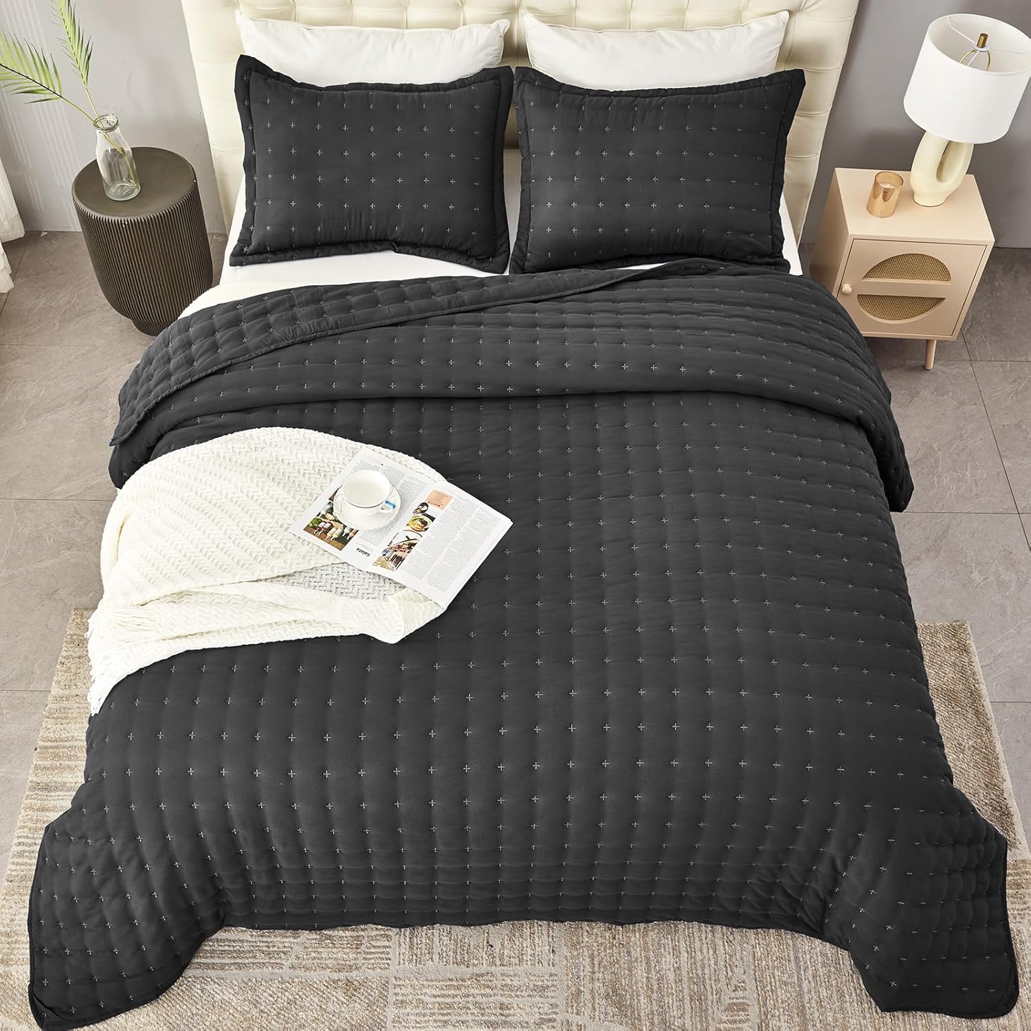 OFIXI King Size Quilt Set with 3 Pillow Shams