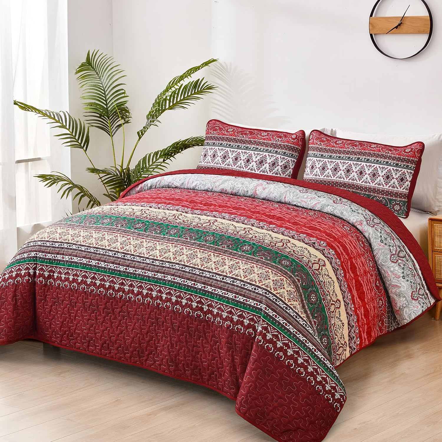 WONGS BOHO KING QUILT SET 103x90 3 PIECES