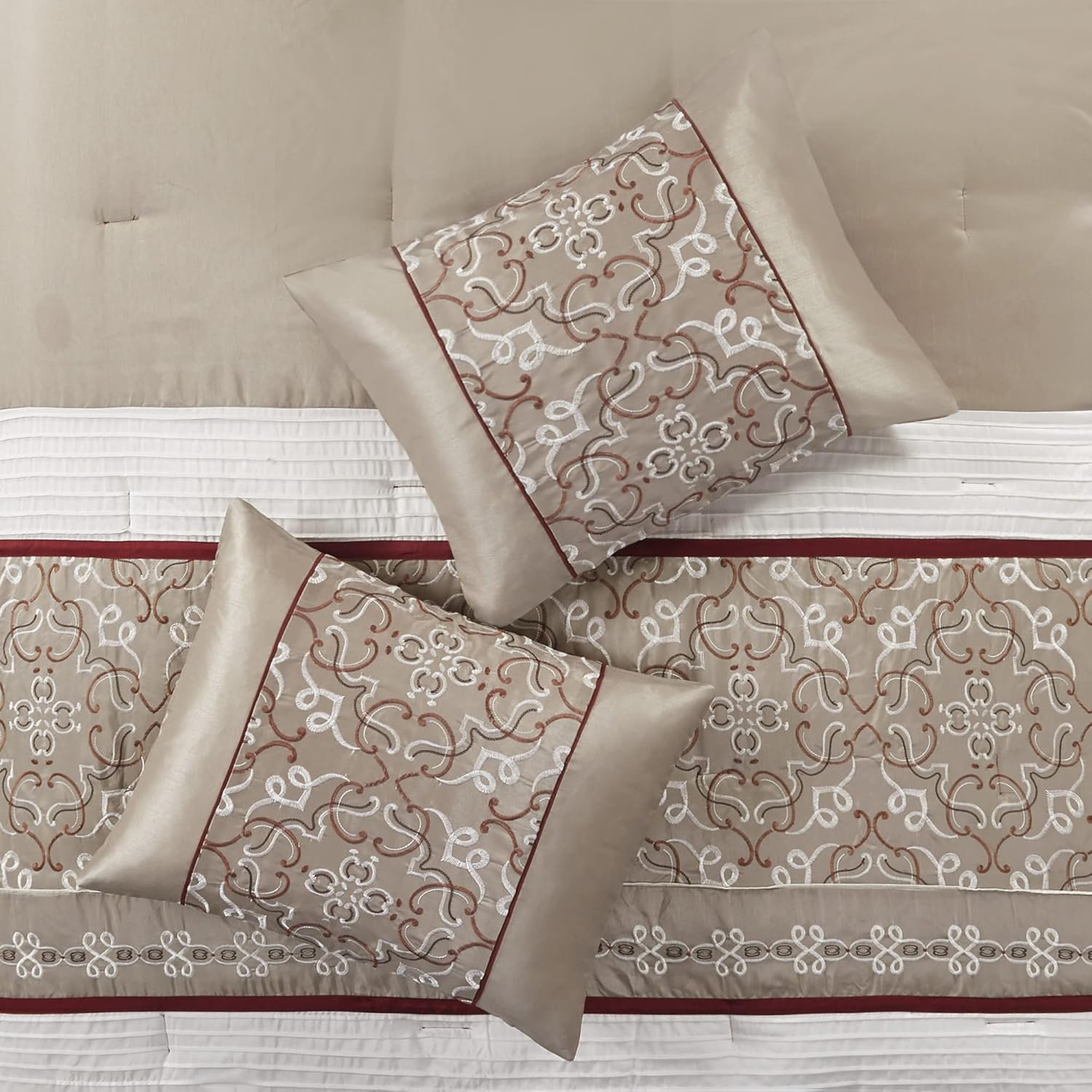 Madison Park Essentials Jelena Faux Silk Comforter Set 24 Piece Queen Red