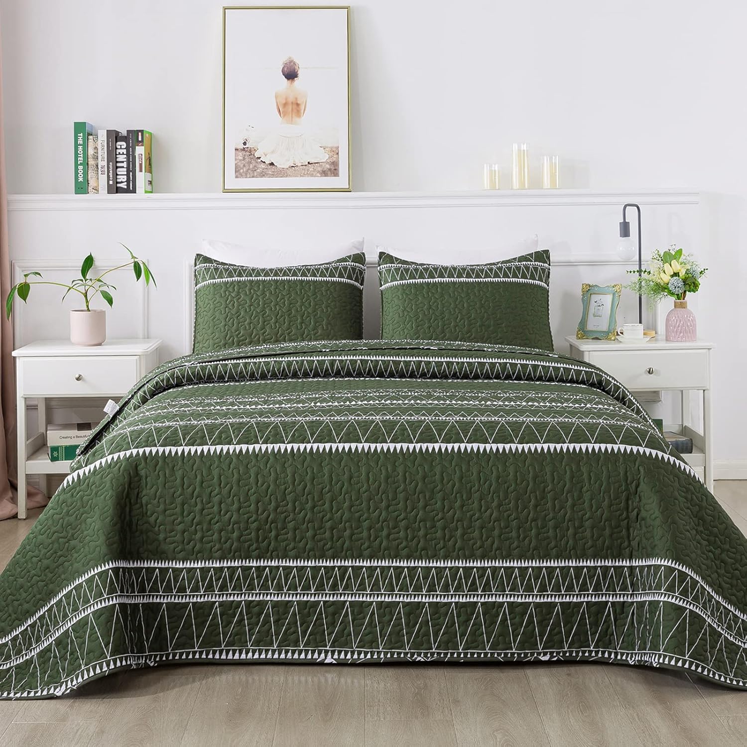 Andency Green Quilt Set California King 3Pcs