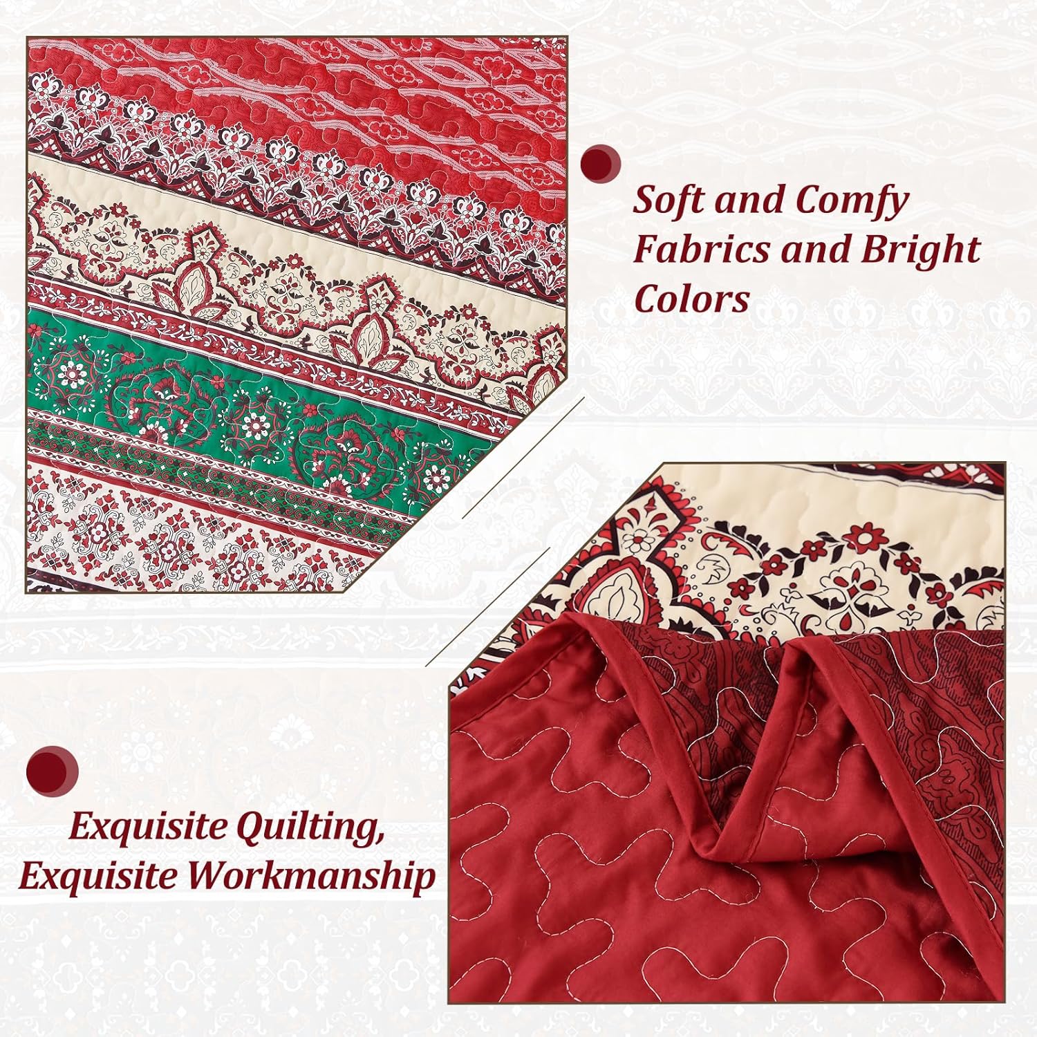 WONGS BOHO KING QUILT SET 103x90 3 PIECES