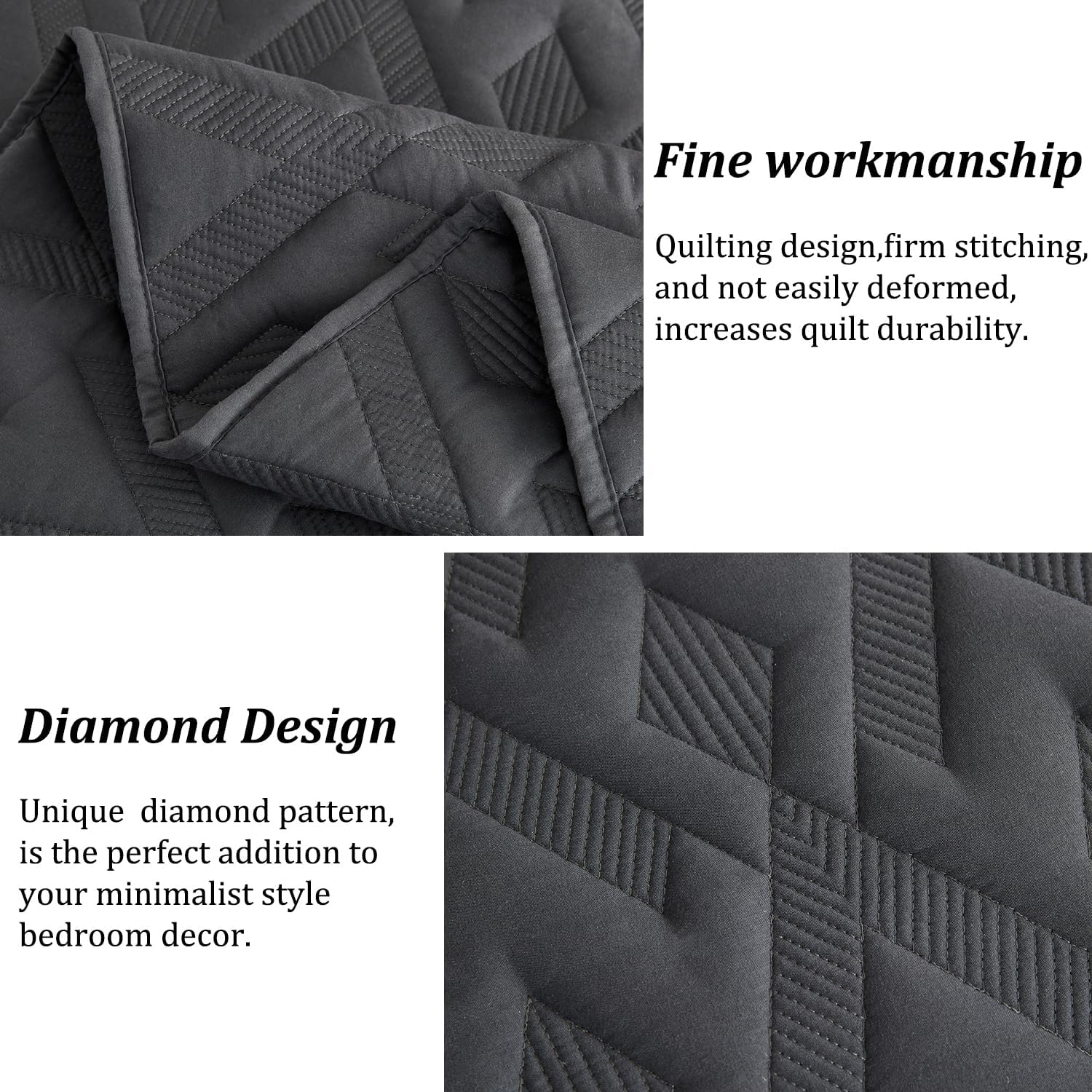 Cmfshape Diamond Embroidery Quilt Set 3 Piece King Size