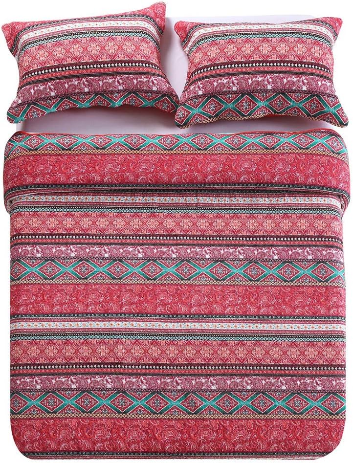 NEWLAKE Reversible Patchwork Quilt Set Queen Size